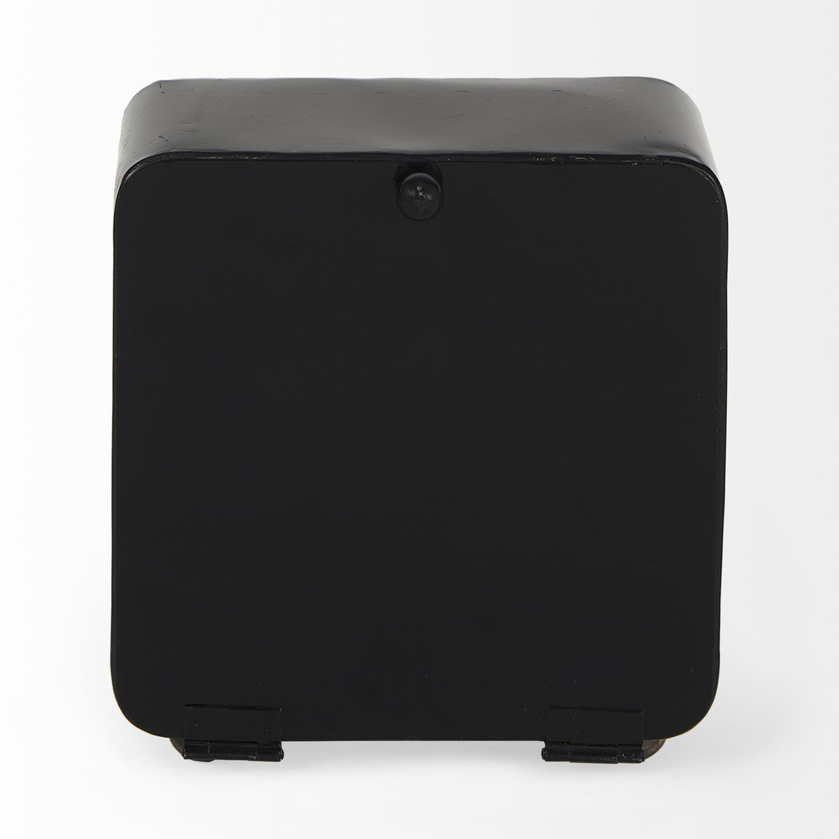 Karl  Rustic Black Iron Rounded Square Table Clock, by Mercana, 6" length x 3" width x 6.75" height View 7