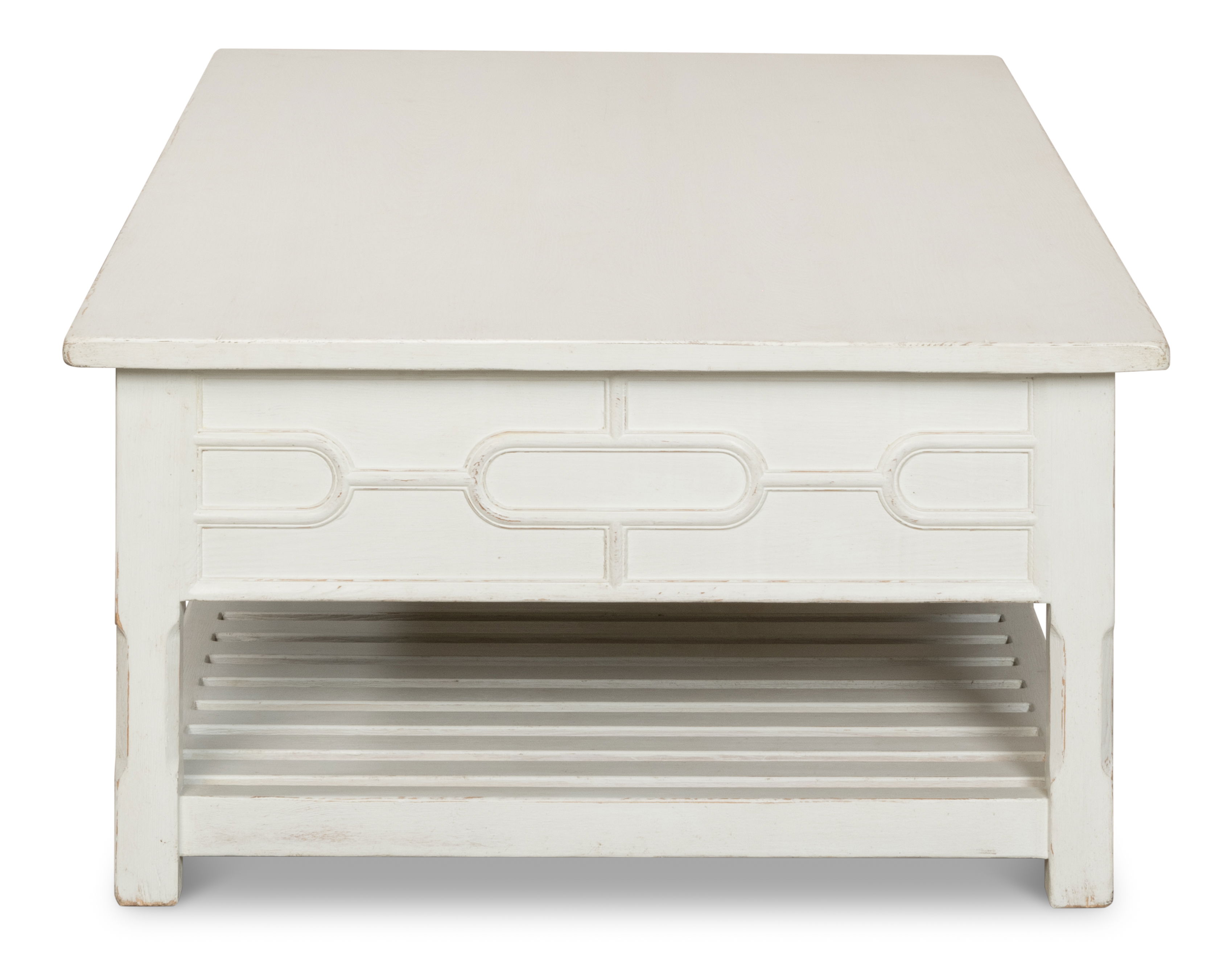 Isla Coffee Table, Antique White, by Sarreid, 67" length x 35" width x 19" height View 3