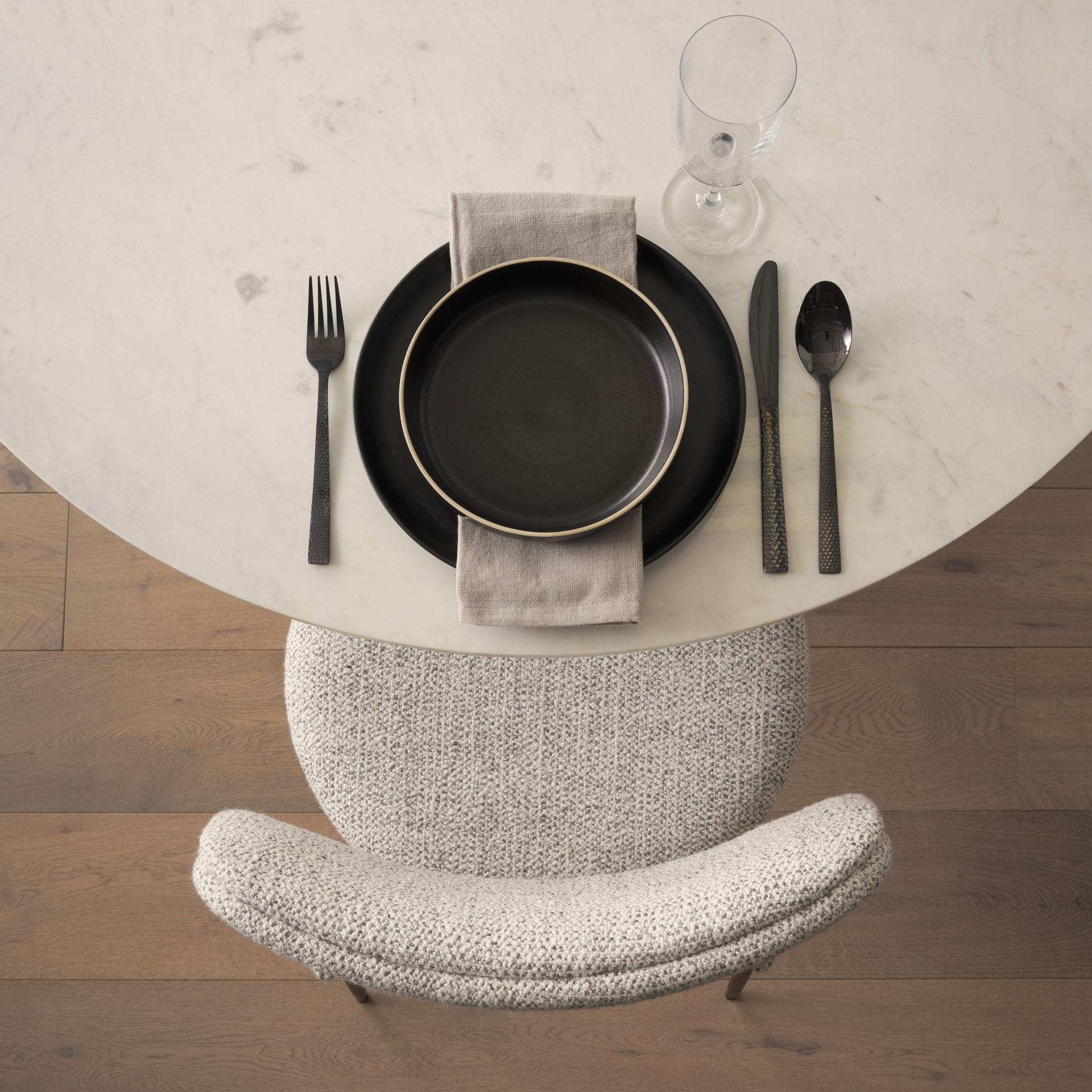 Casey Matte Black Metal with Gray Fabric Dining Chair, by Mercana, 21.26" length x 20.08" width x 31.25" height View 4