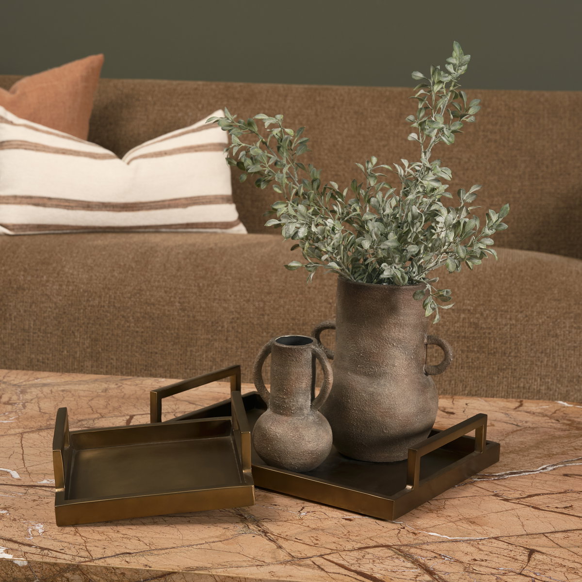 Shay Aluminium Tray - Small, Decorative Tray by Mercana, 9.5" length x 9.5" width x 3" height View 5