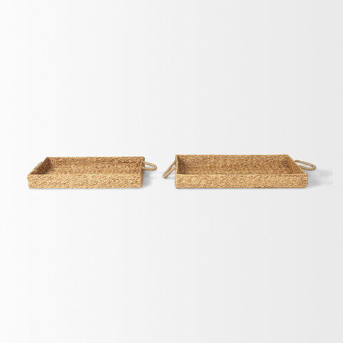 Hona Set of 2 Large Rectangular Nesting Water Hyacinth Trays