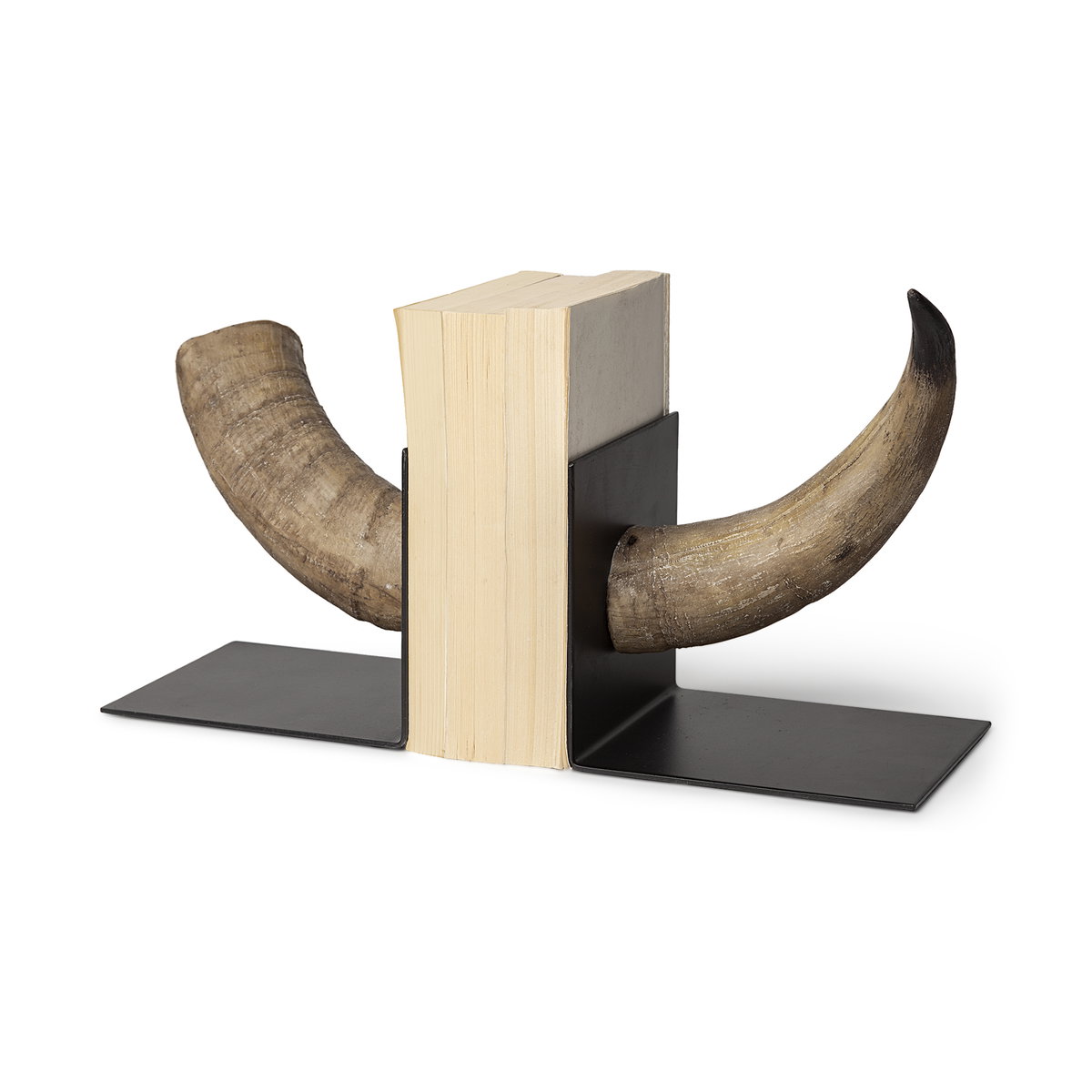 Nickerson (Set of 2) 6L x 7W Bull Horn Bookends, by Mercana, 5.5" length x 6.5" width x 5.51" height View 1