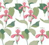Coral & Green Lady Slipper Wallpaper, by York Wall, 27' length x 2'3" width x 0.02" depth thumbnail 1