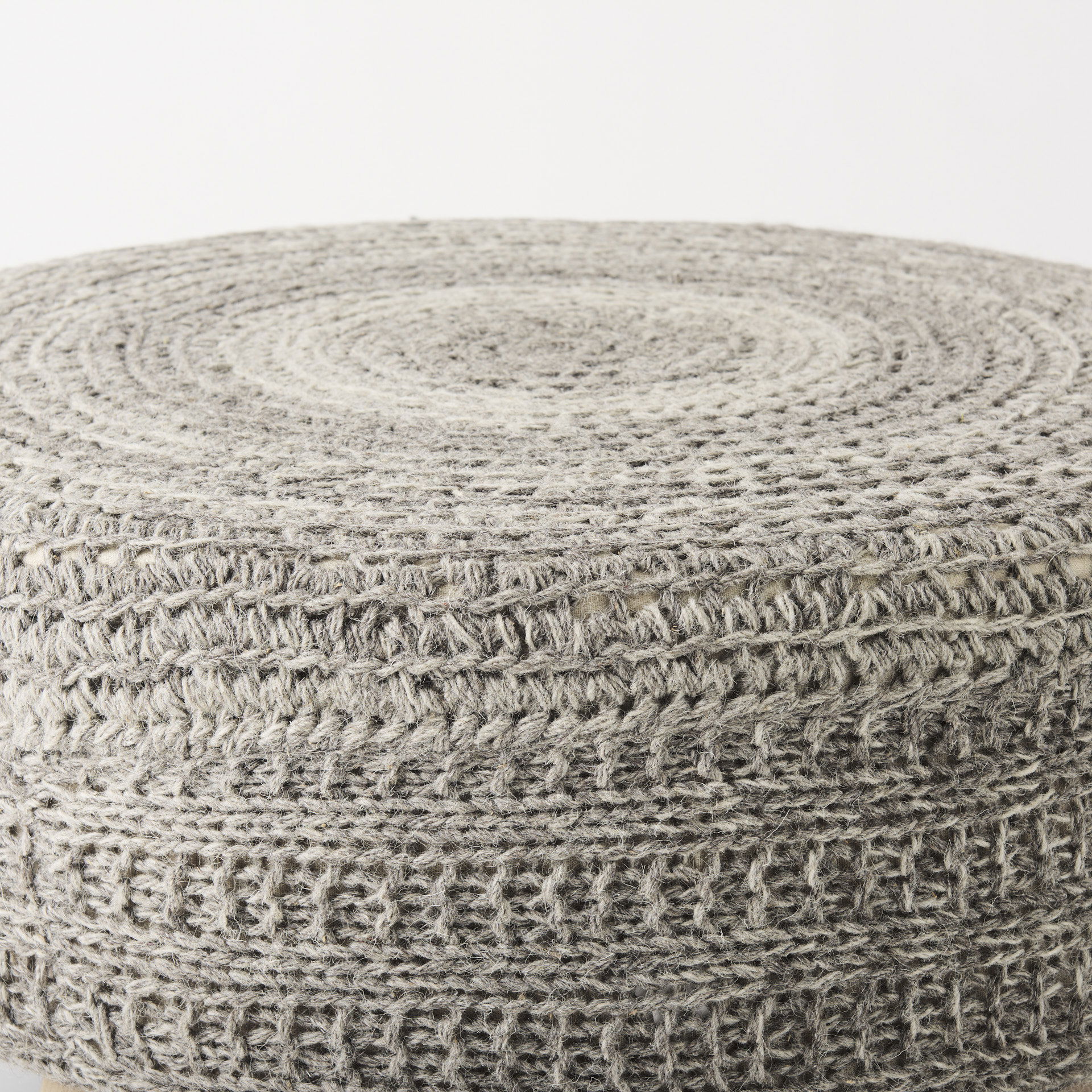 Bina  Dark Gray 4 Legged Wool Stool, Ottoman by Mercana, 30" length x 30" width x 15" height View 10