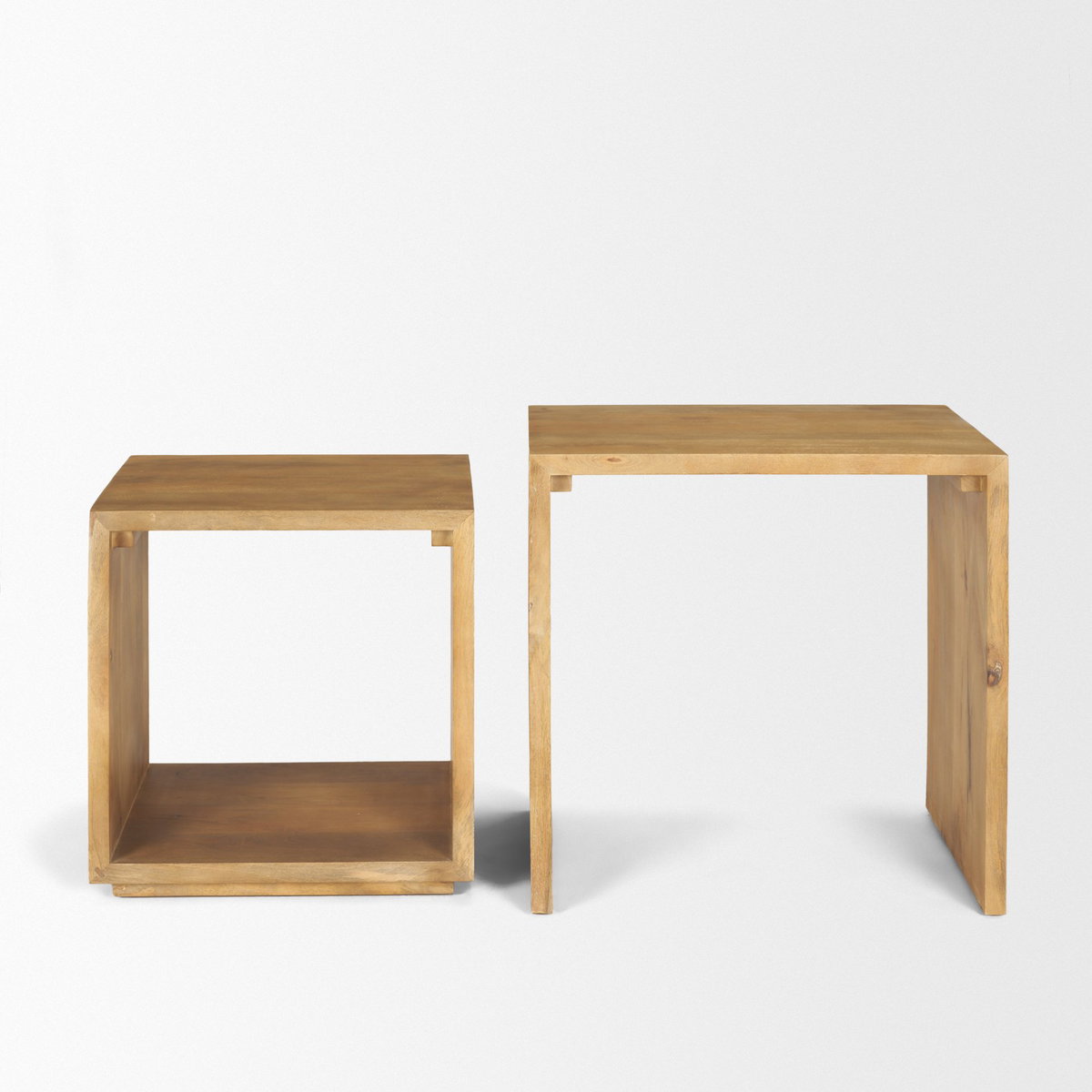 Alanna 22.0L x 15.0W x 22.0H Set of 2 Brown Wood Nesting Accent Tables, Side & End Table by Mercana, 22" length x 15" width x 22.25" height View 10