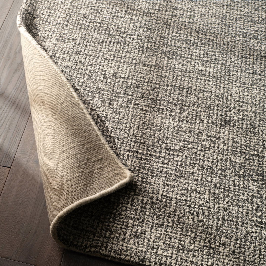 Oland Handmade Solid Cream/ Black Area Rug large image 