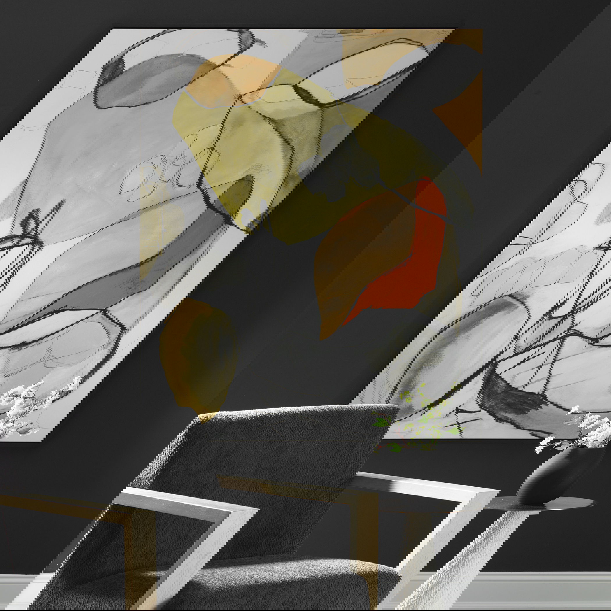 Charcoal Improvision Framed Abstract Art, Painting by Uttermost, 49.5" width x 59.5" height x 2" depth View 2