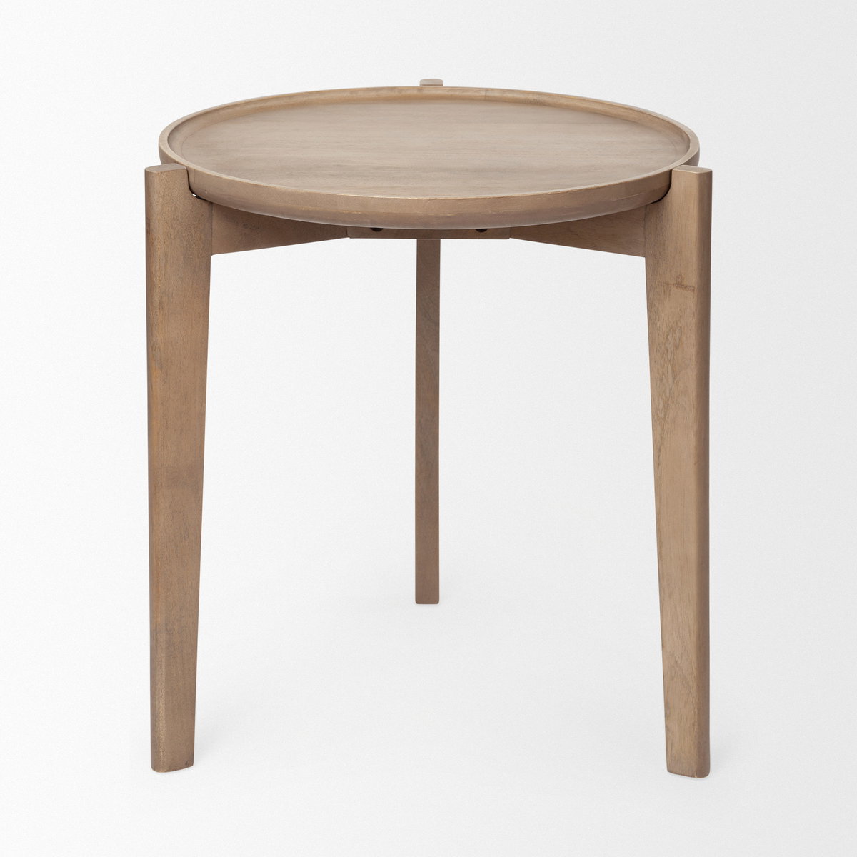 Cleaver I 22 x 24 Round Top Brown Solid Wood Accent Table, Side & End Table by Mercana, 23.5" length x 23.5" width x 24" height View 5