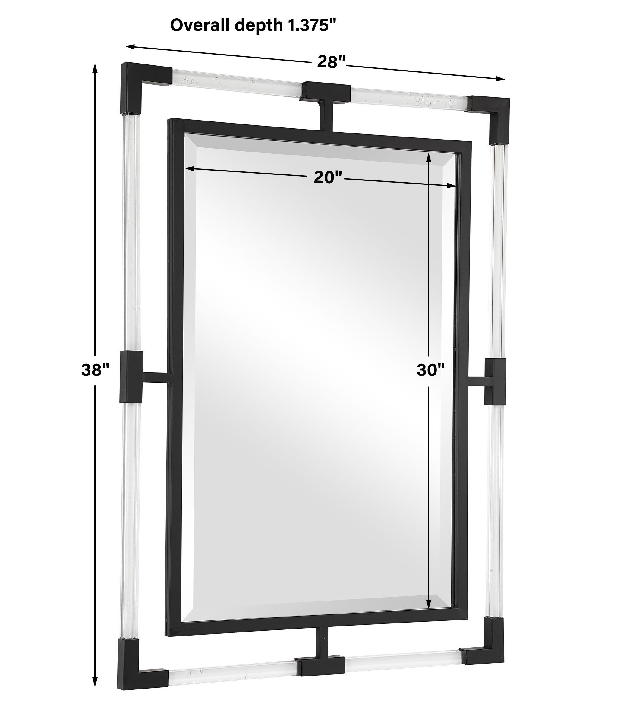 Balkan Black Iron Mirror, by Uttermost, 27.5" width x 37.5" height x 1.12" depth View 3