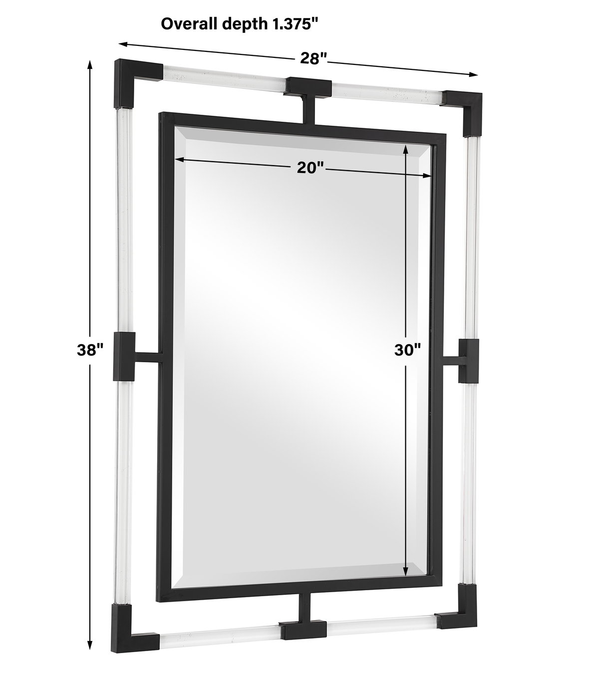 Balkan Black Iron Mirror, by Uttermost, 27.5" width x 37.5" height x 1.12" depth View 3