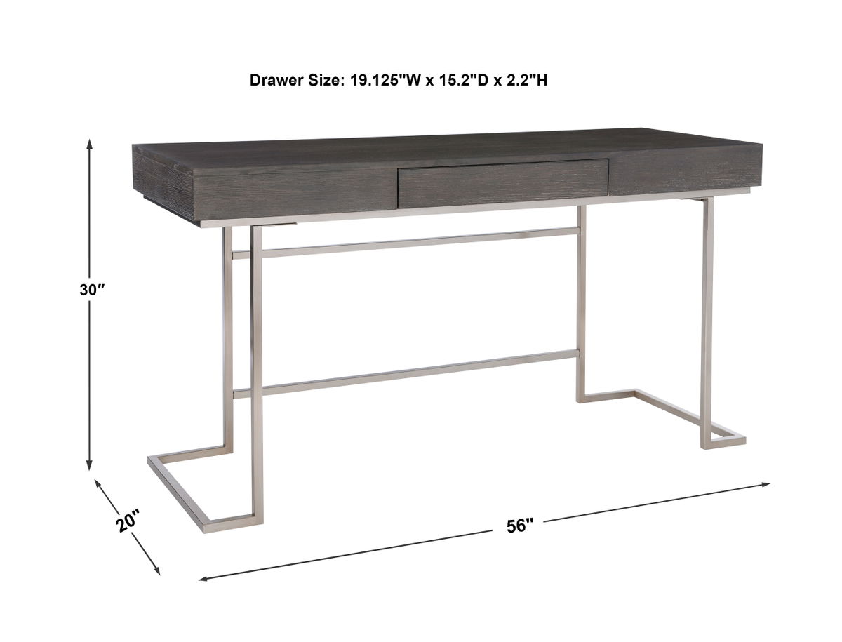 Claude Modern Oak Desk, by Uttermost, 56" width x 30" height x 20" depth View 3