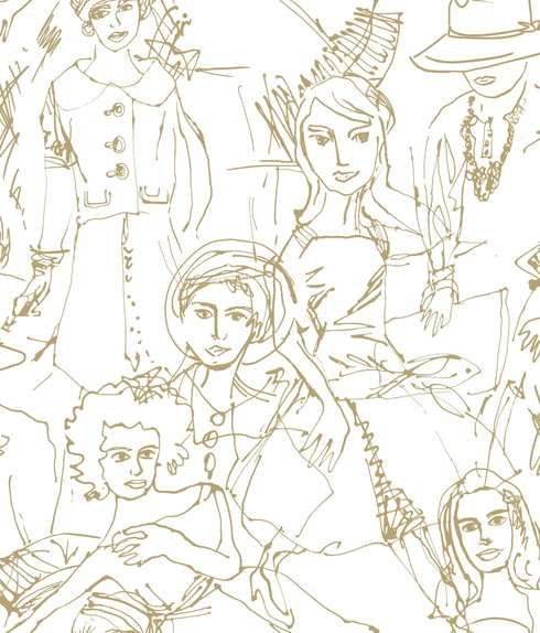 Vogue Sketches Gold Peel & Stick Wallpaper