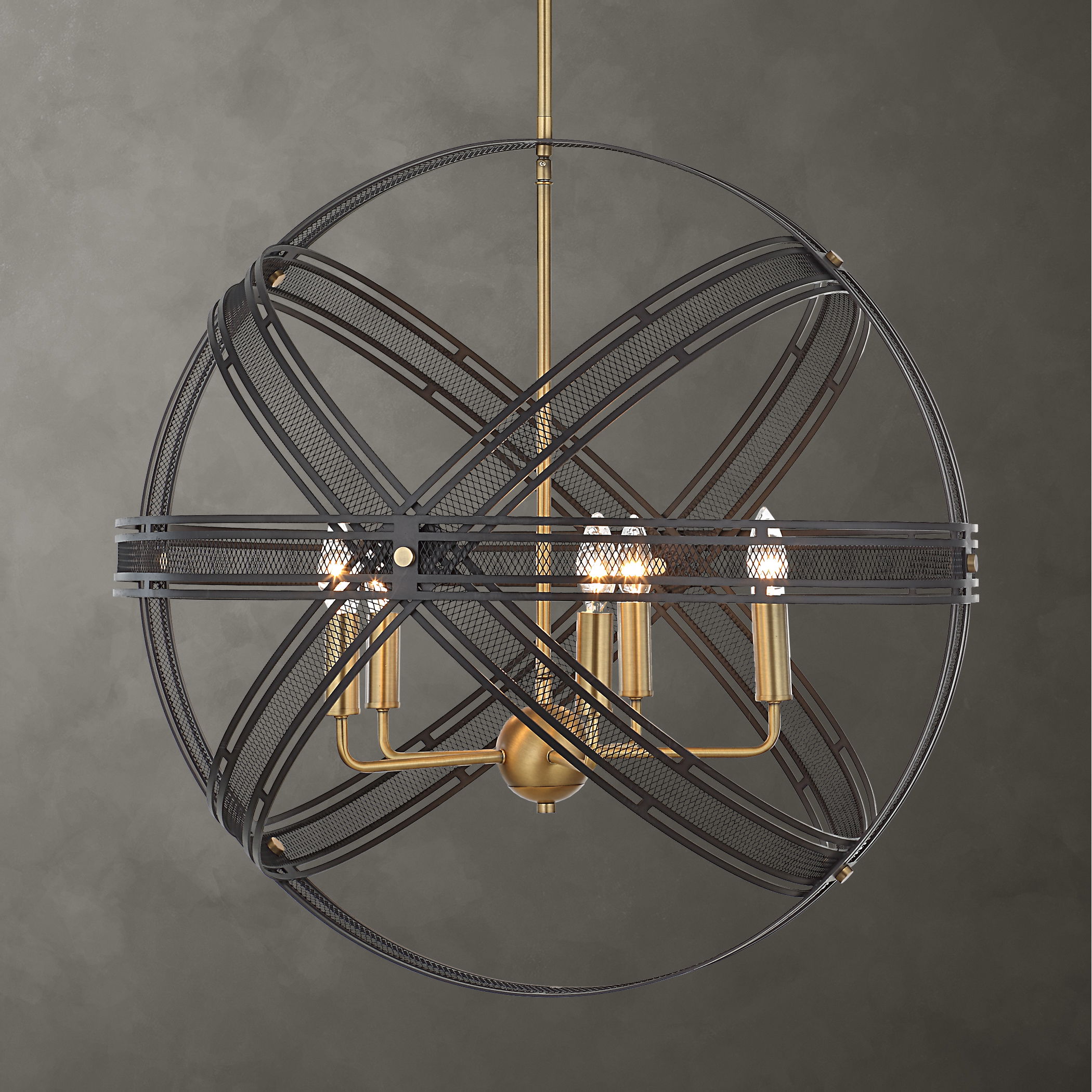 Spherical 5 Light Pendant, Ceiling Light by Uttermost, 27.75" width x 27.5" height x 27.75" depth View 2