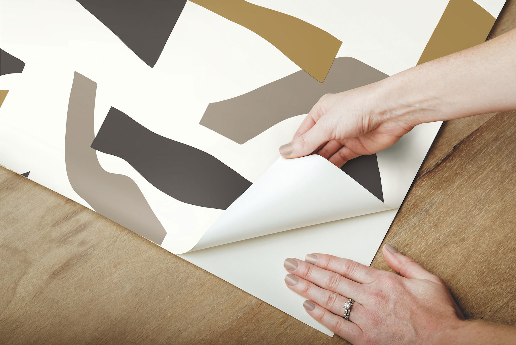 Modernist Black & Gold Peel & Stick Wallpaper large image 