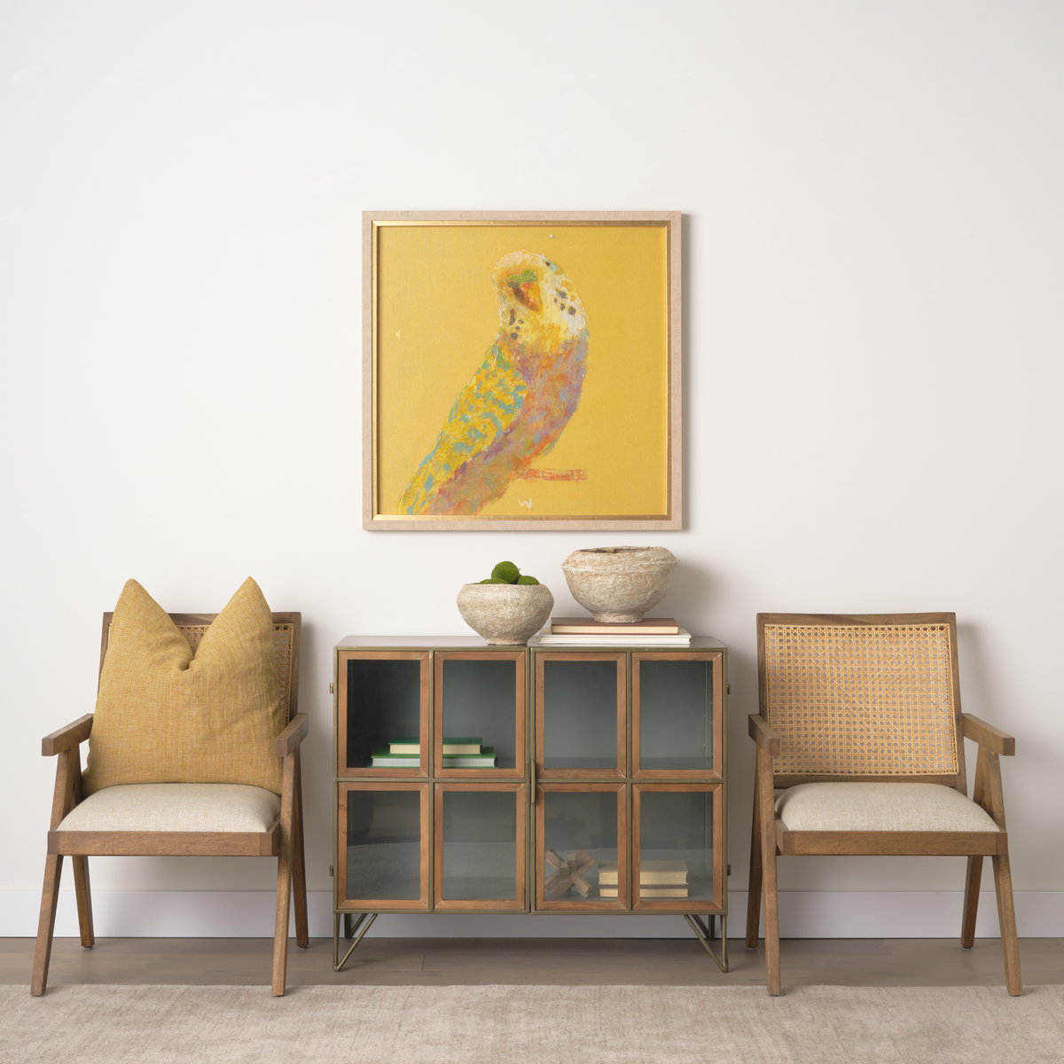 Donna Cane Back Dining Arm Chair | Light Beige Linen with Mango Wood, Dining Chair by Mercana, 21.65" length x 21.65" width x 29.52" height View 2