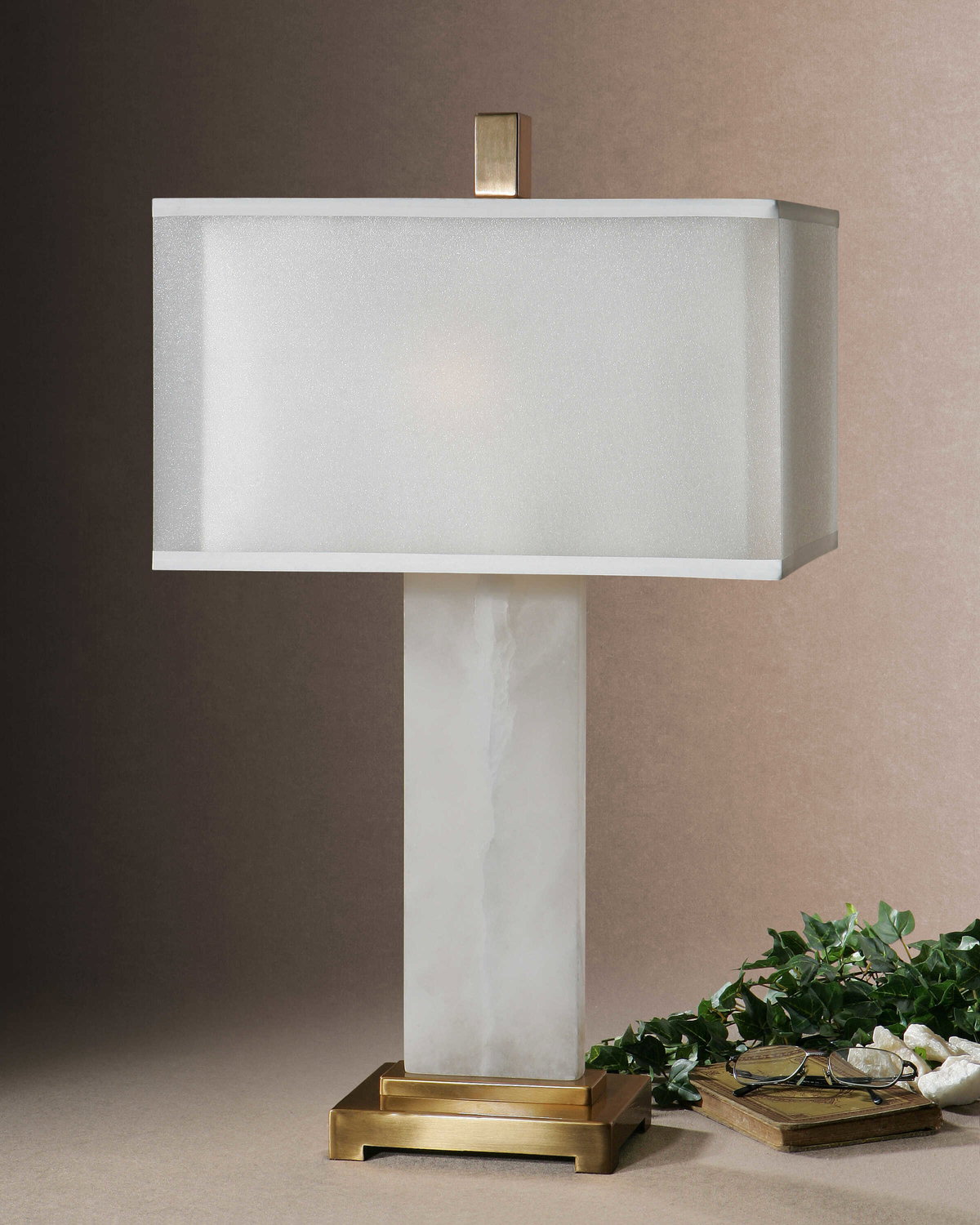 Athanas Alabaster Lamp, by Uttermost, 17" width x 29" height x 10" depth View 2