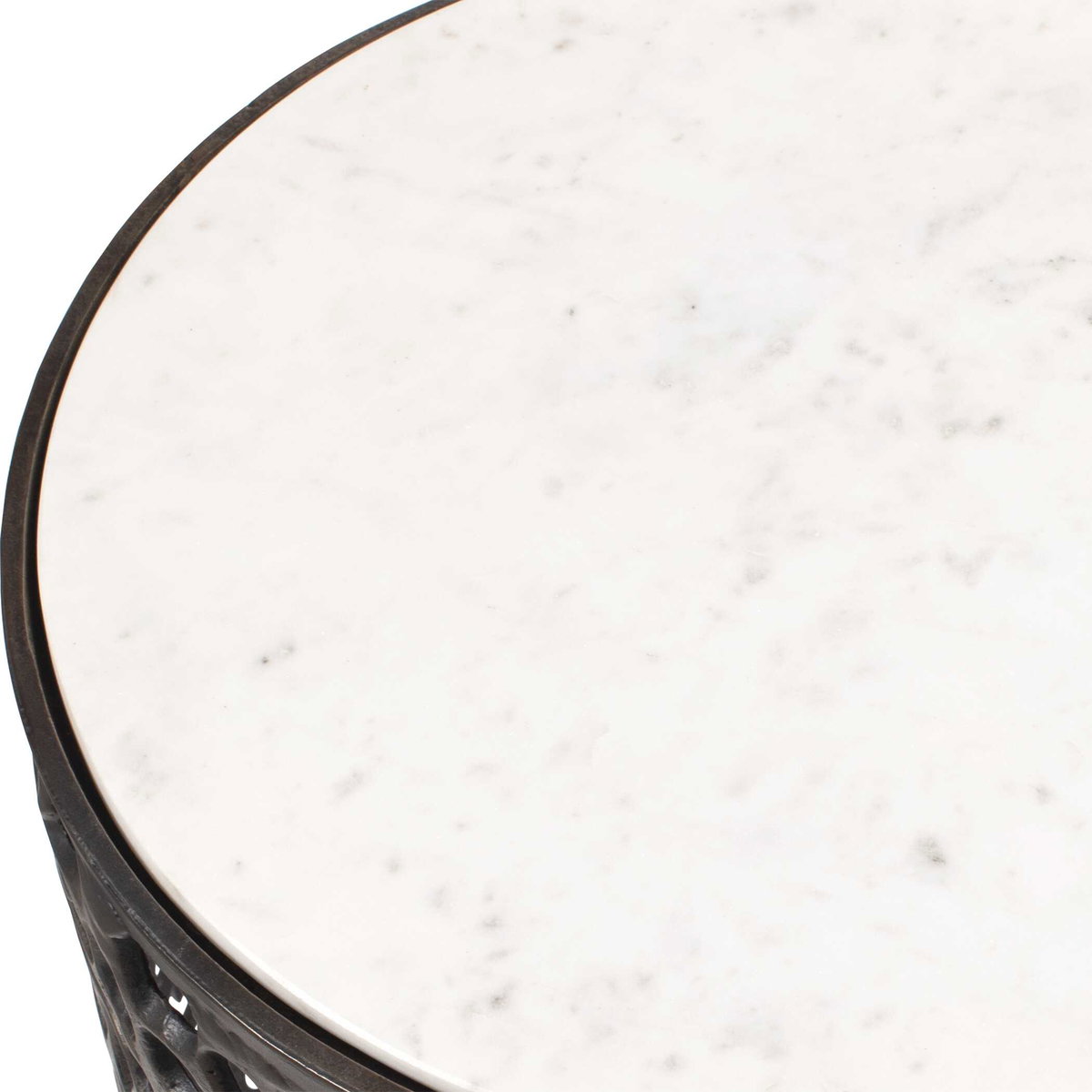Sabena White Marble Outdoor Side Table, Outdoor Table by Uttermost, 1'6" width x 1'8" height x 1'6" depth View 5