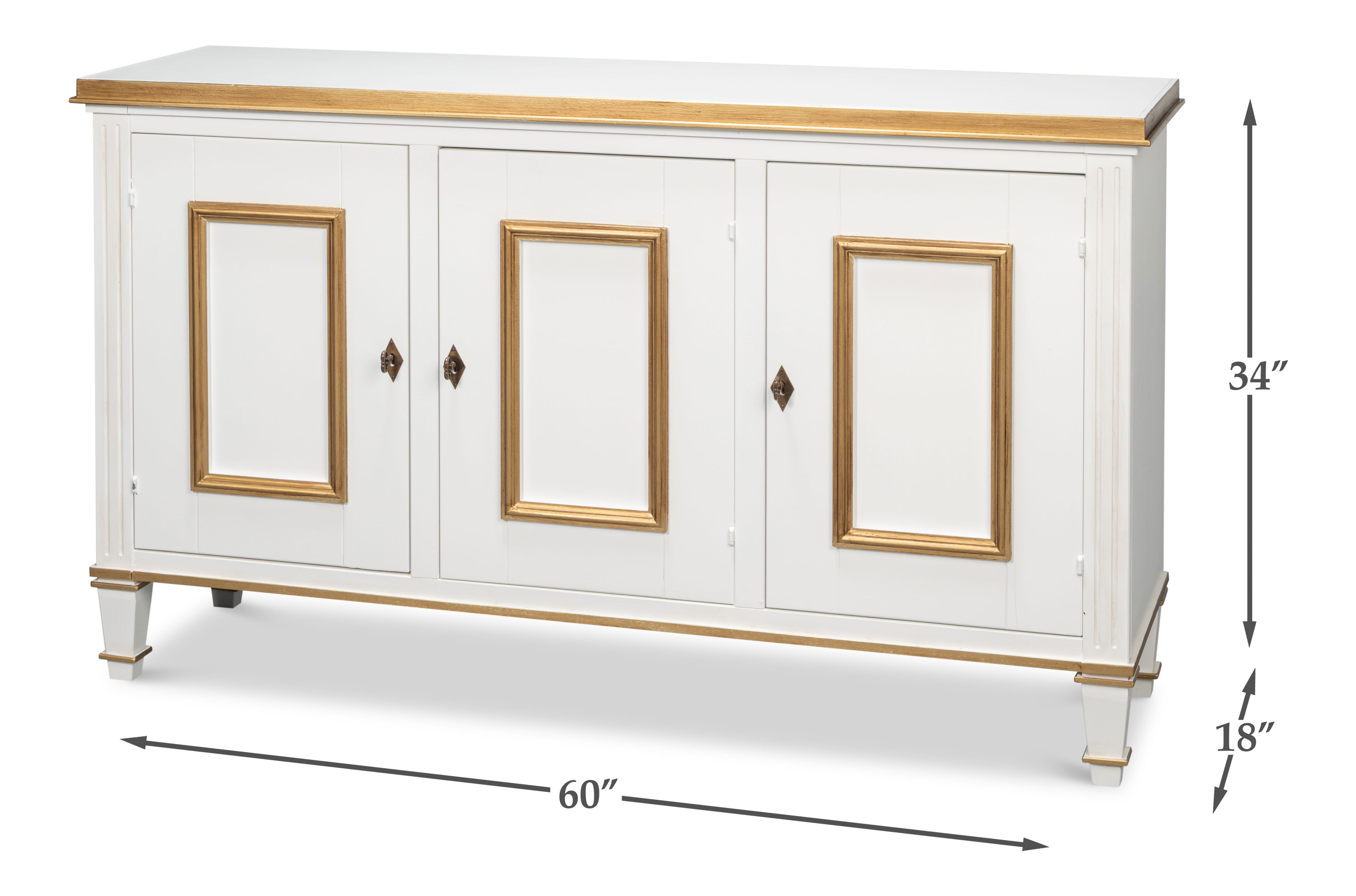 Louis Xvi Buffet,Cotina White, Cabinets & Sideboard by Sarreid, 60" length x 18" width x 34" height View 13