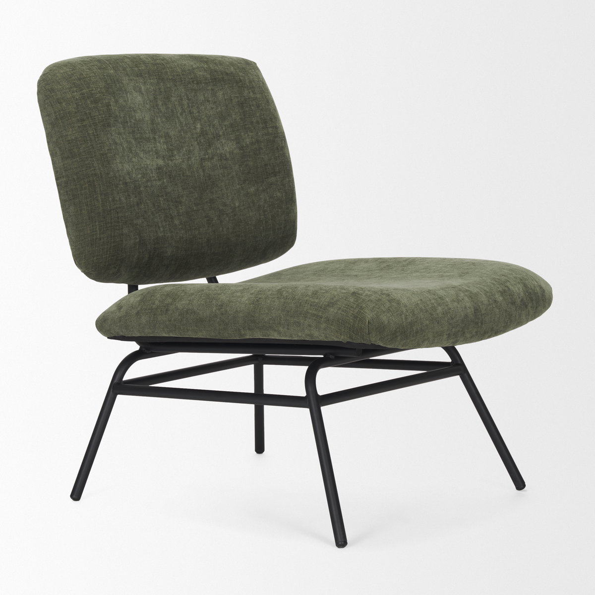 Nora Forest Green Fabric with Matte Black Metal Legs Accent Chair, by Mercana, 25" length x 30.25" width x 31" height View 9