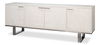 Bronzini Credenza, Embossed White, Wine & Liquor Accessorie by Sarreid, 94" length x 20" width x 34" height thumbnail 1