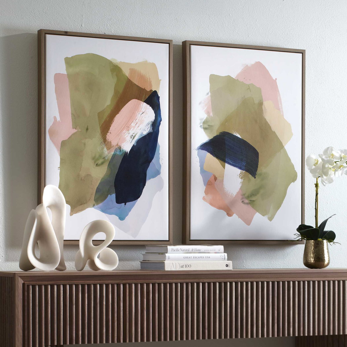 Abstract Afternoon Framed Canvases Set/2, Art by Uttermost, 25.5" width x 37.5" height x 2" depth View 3