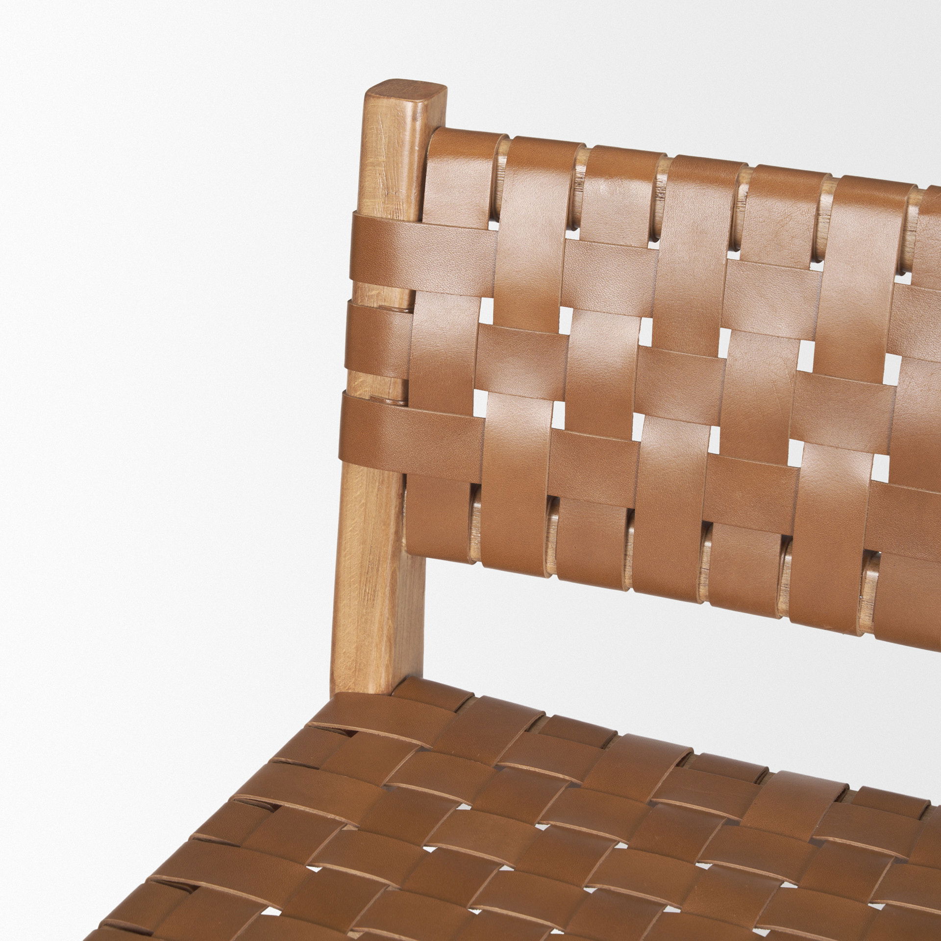 Shane Brown Wood with Woven Brown Leather Counter Stool large image 