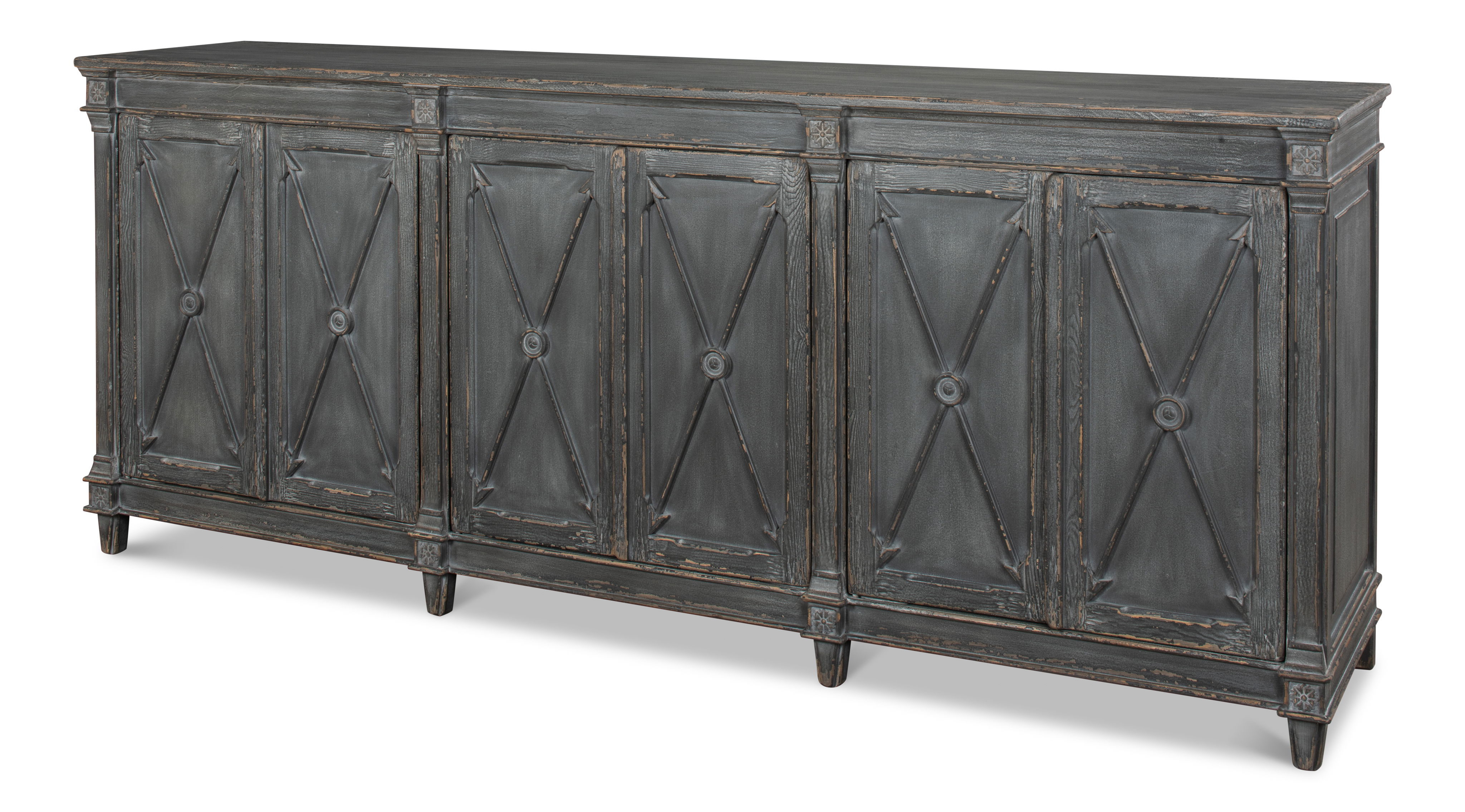 Marksman Sideboard, Concrete Grey, Cabinets & Sideboard by Sarreid, 96" length x 20" width x 39" height View 1