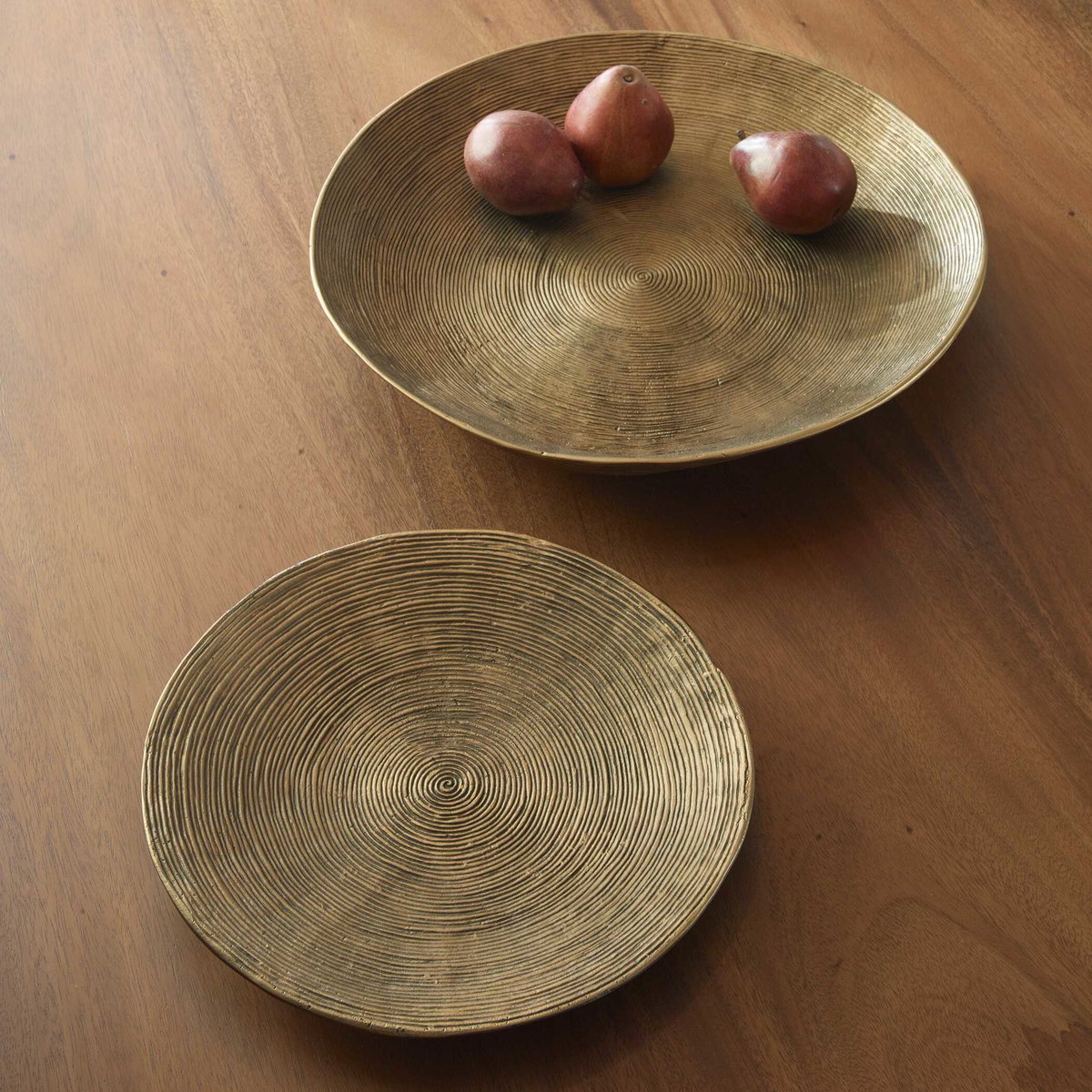 Stratum Round Brass Bowls Set/2, Decorative Tray by Uttermost, 17.5" width x 2.5" height x 17.5" depth View 2