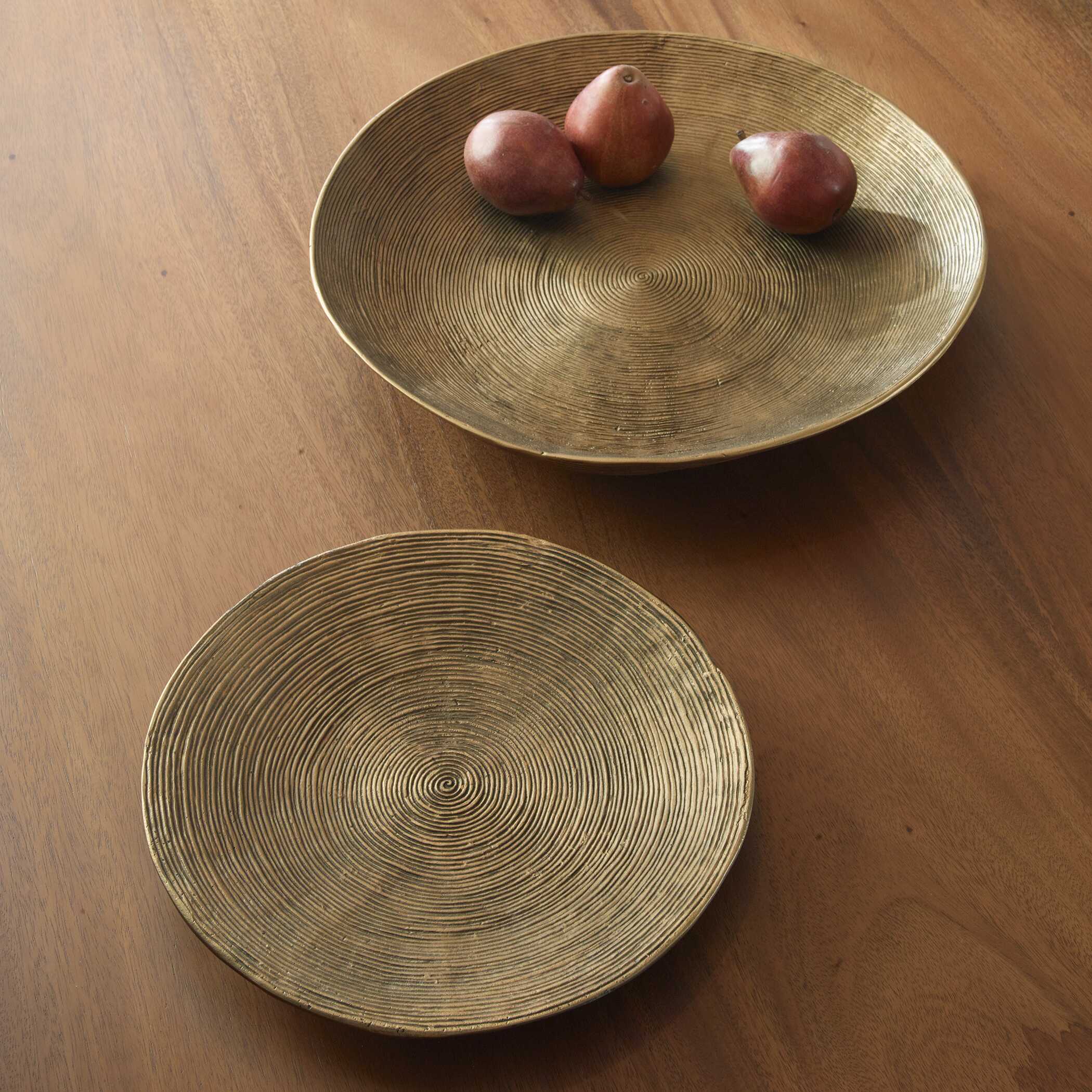 Stratum Round Brass Bowls Set/2 large image 