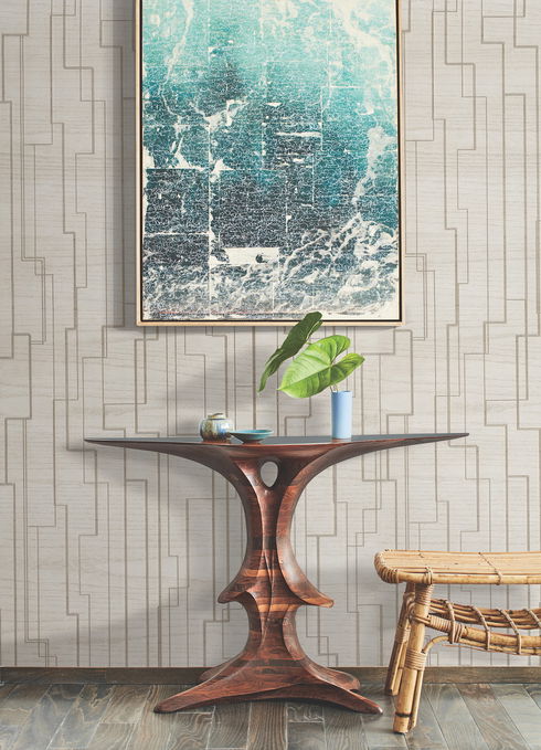 Inlay Line White Wallpaper