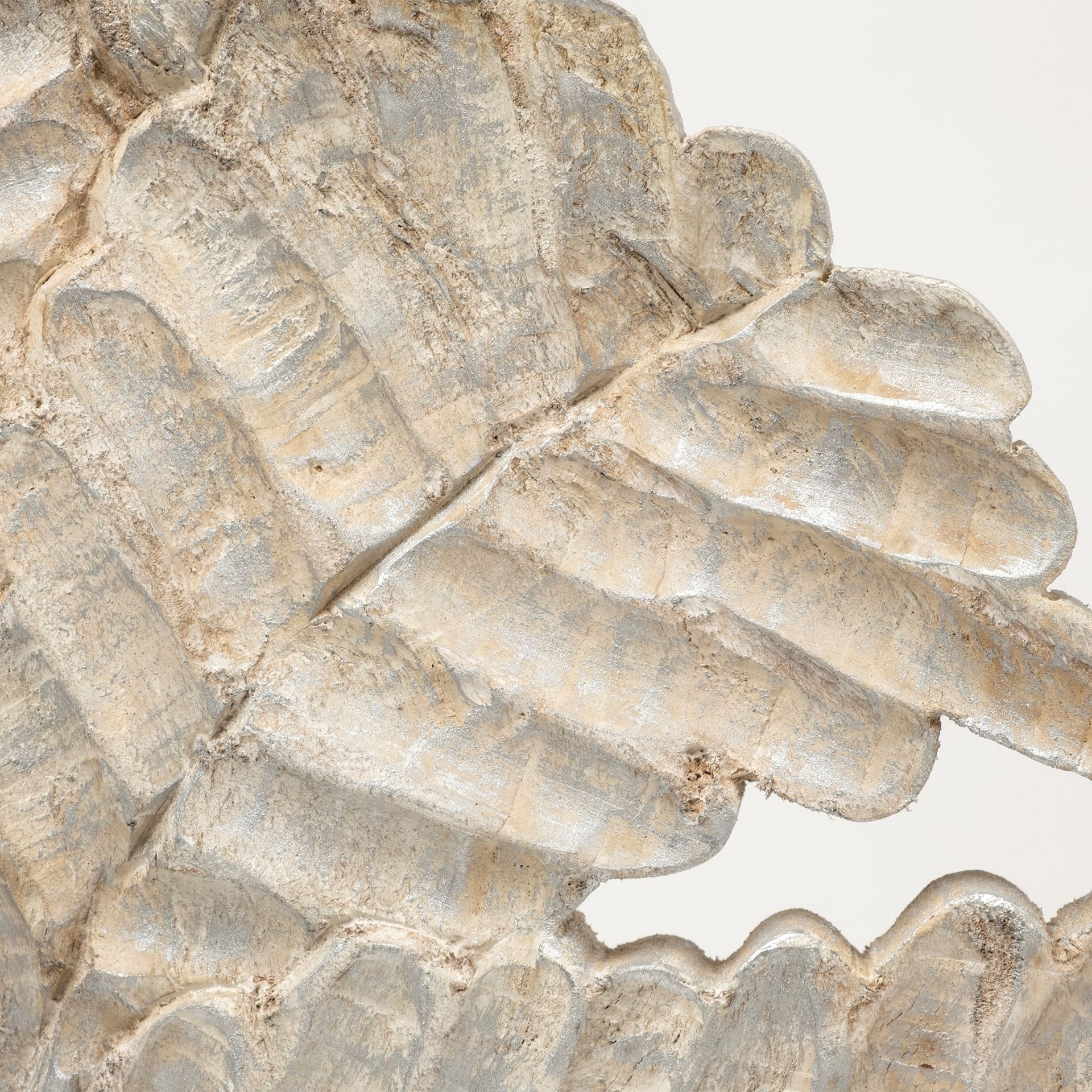 Kamara I (Small) 12L x 4W White Washed Wood with Antiqued Silver Botanical Decorative Object, by Mercana, 12.6" length x 3.54" width x 17.32" height View 5