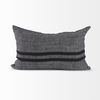Sibyl 13L x 21W Black Fabric Striped and White Fringed Decorative Pillow Cover thumbnail 7