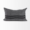 Sibyl 13x21 Black Fabric Striped and White Fringed Pillow Cover, Decorative Pillow by Mercana, 13" length x 21" width x 0.2" height thumbnail 8