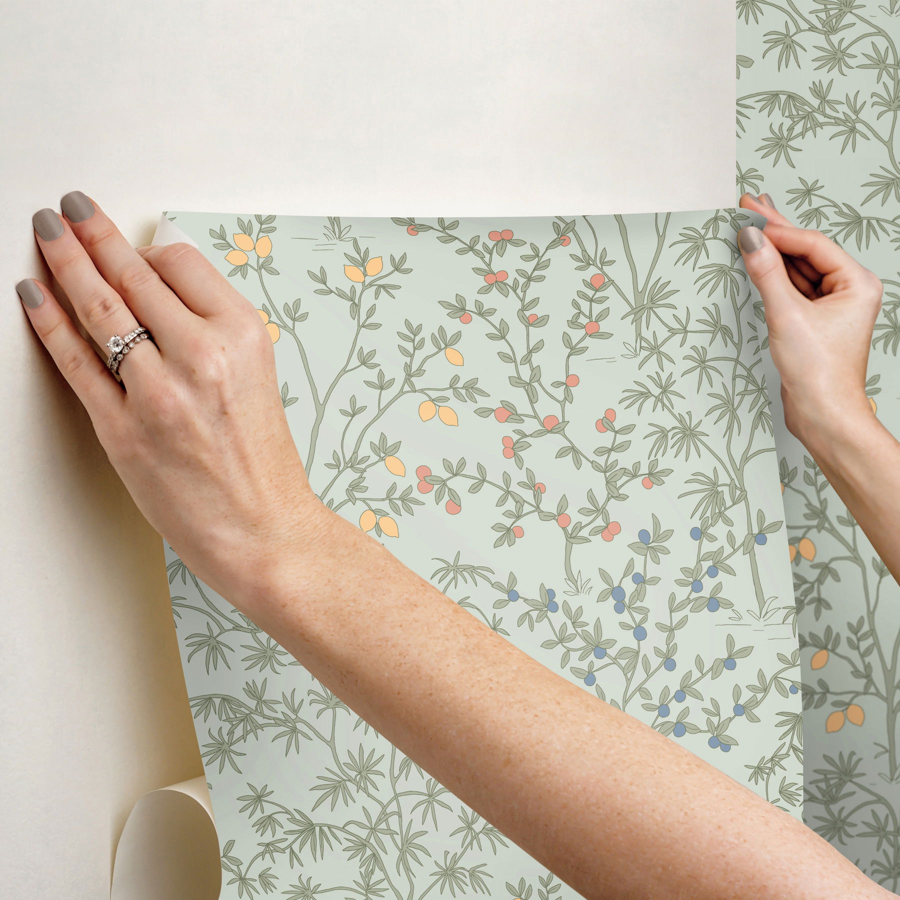 Lemon Grove Vintage Duck Egg Peel & Stick Wallpaper large image 