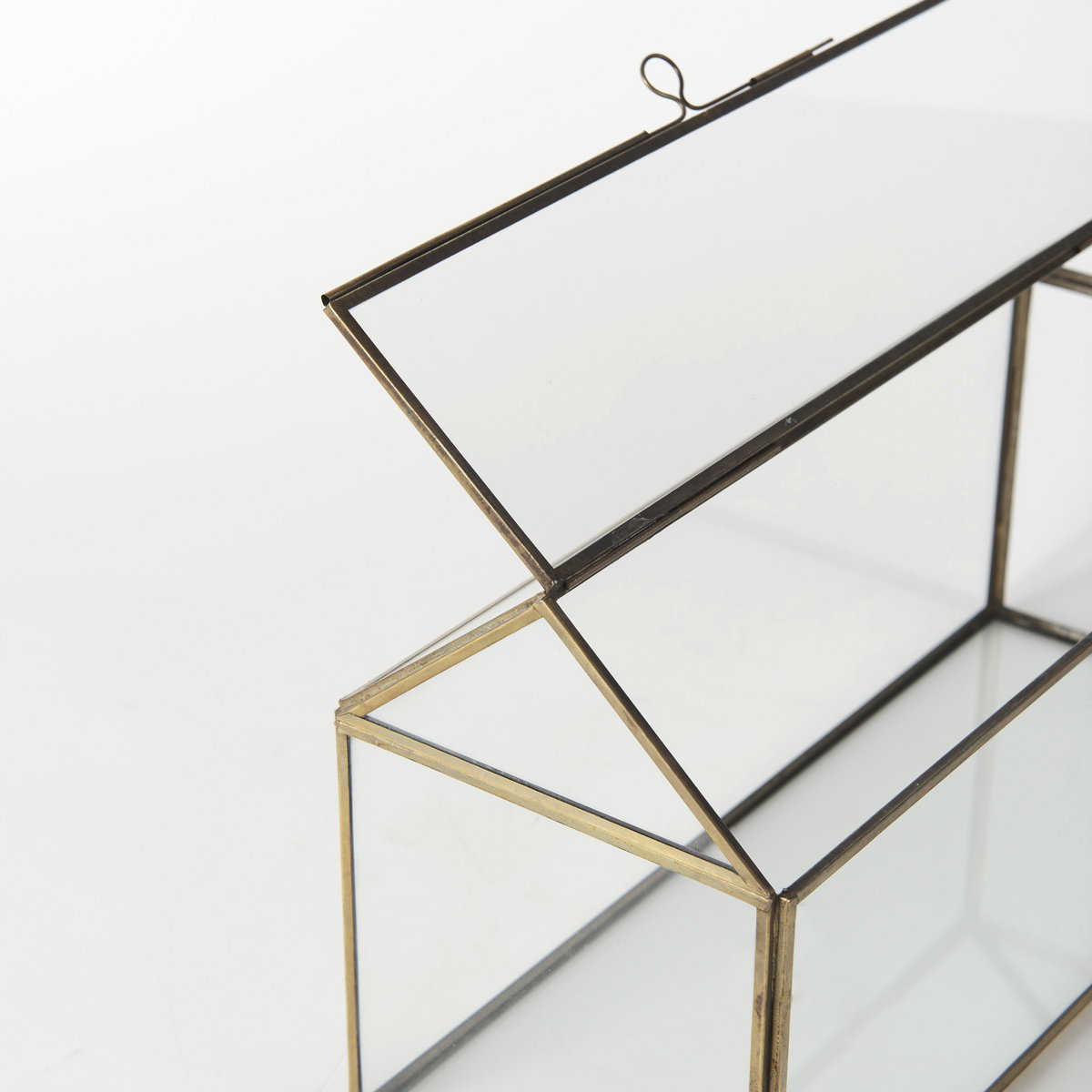 Hutt 16L x 6W x 9H Gold Glass Terrarium Box, Boxe by Mercana, 16.14" length x 5.91" width x 9.06" height View 9