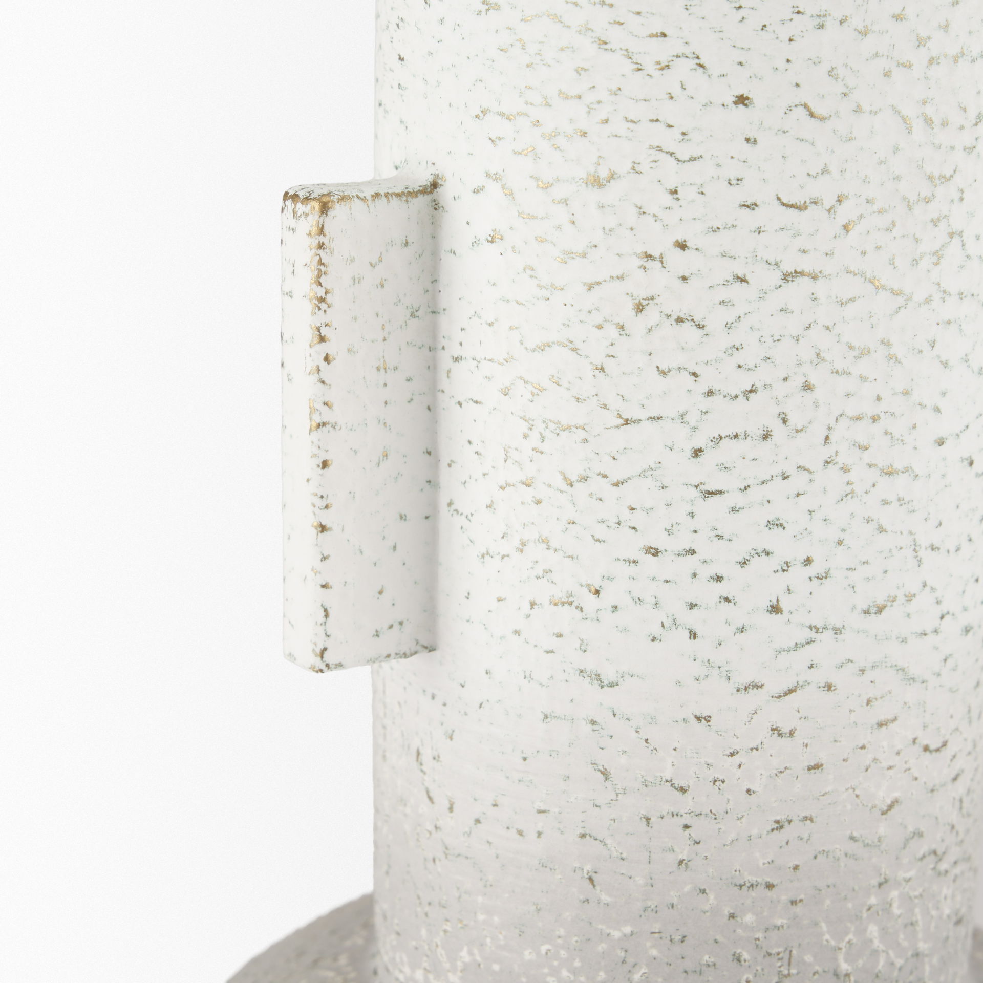 Torres Small Textured Off White with Gold Metal Vase, by Mercana, 7.87" length x 7.87" width x 12.6" height View 7
