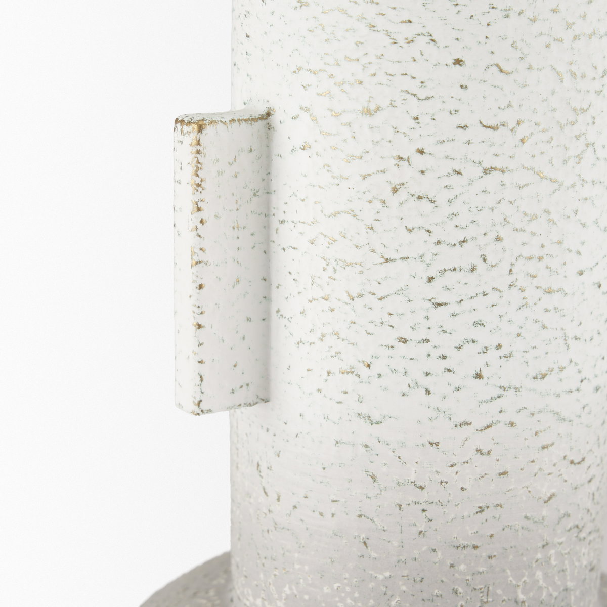 Torres Small Textured Off White with Gold Metal Vase, by Mercana, 7.87" length x 7.87" width x 12.6" height View 7