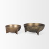 Quita Large Gold Metal Decorative Bowls (Set of 2), by Mercana, 14" length x 14" width x 6.75" height thumbnail 8