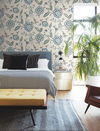 Dahlia Blooms Blue & White Wallpaper thumbnail 2