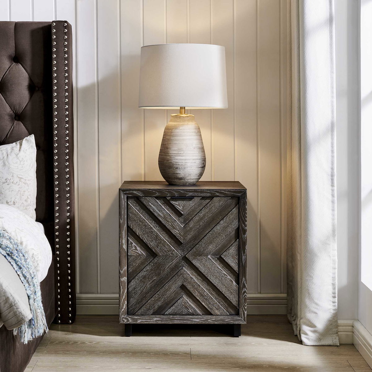 Barrett Dark Charcoal Oak Cabinet, Cabinets & Chest by Uttermost, 22" width x 26" height x 20" depth View 2