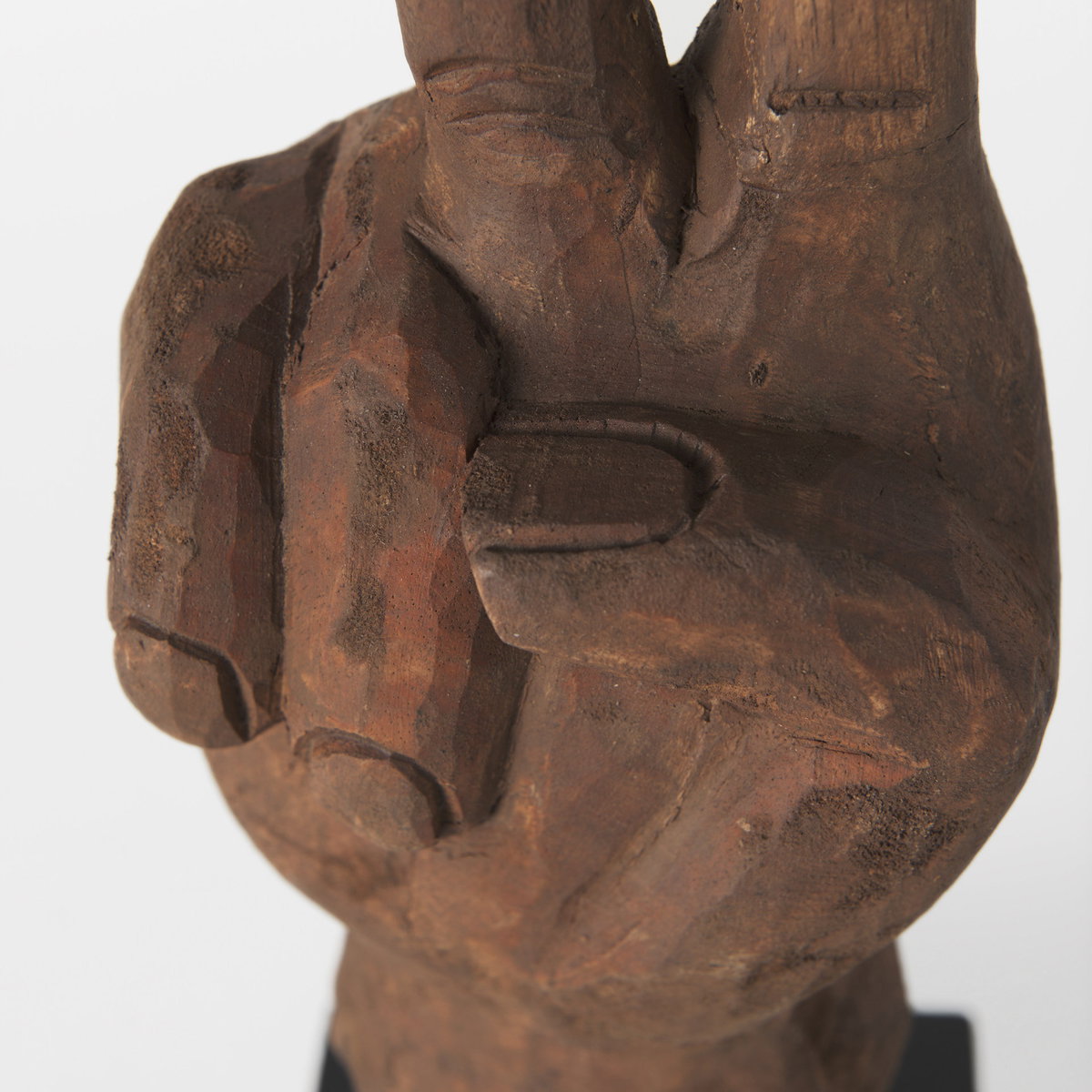 Pacem 4L x 4W Natural Wooden Carved Peace Sign Hand, Decorative Object by Mercana, 4" length x 3.94" width x 12.99" height View 12