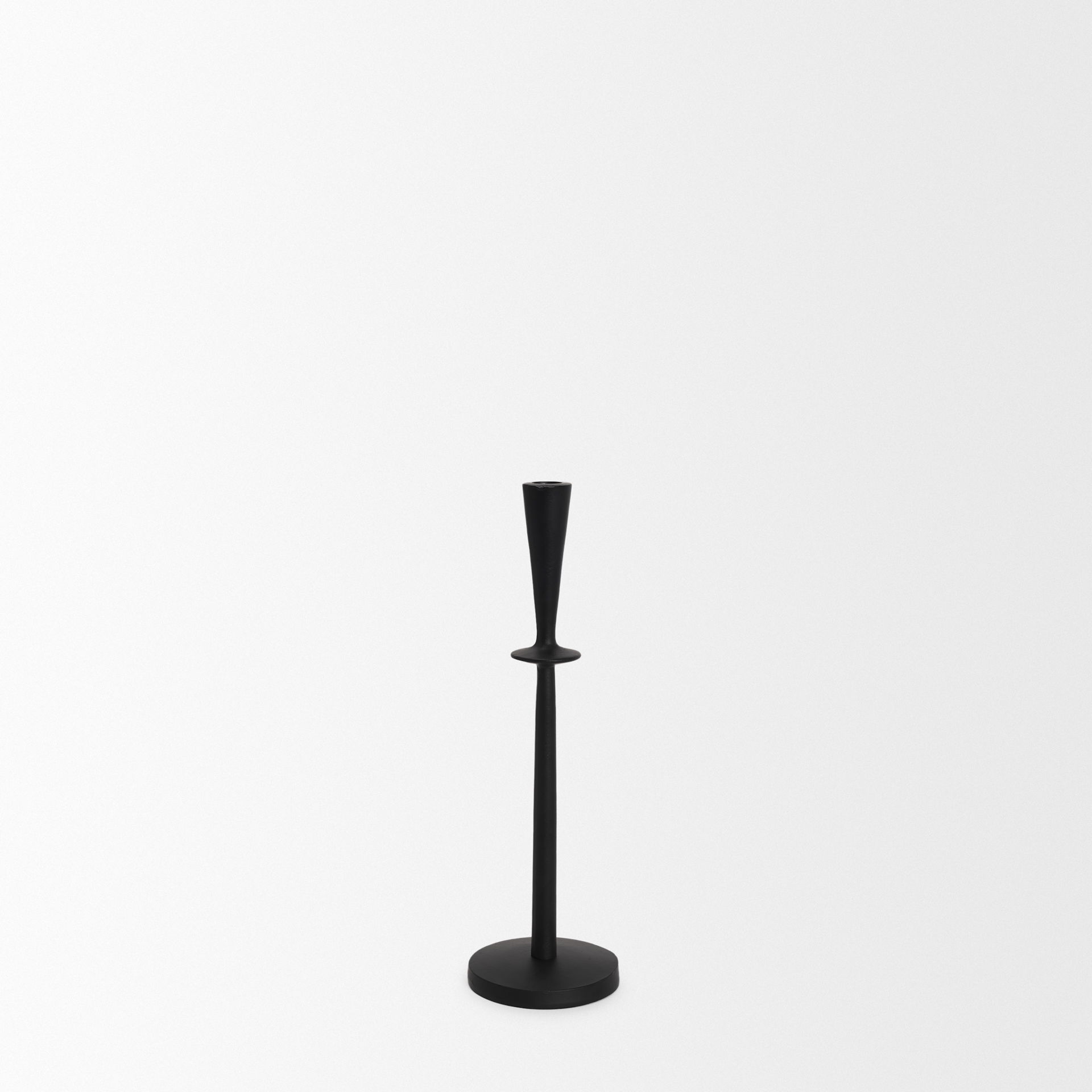 Qwin Matte Black Cast Aluminum Tall Candle Holder large image 