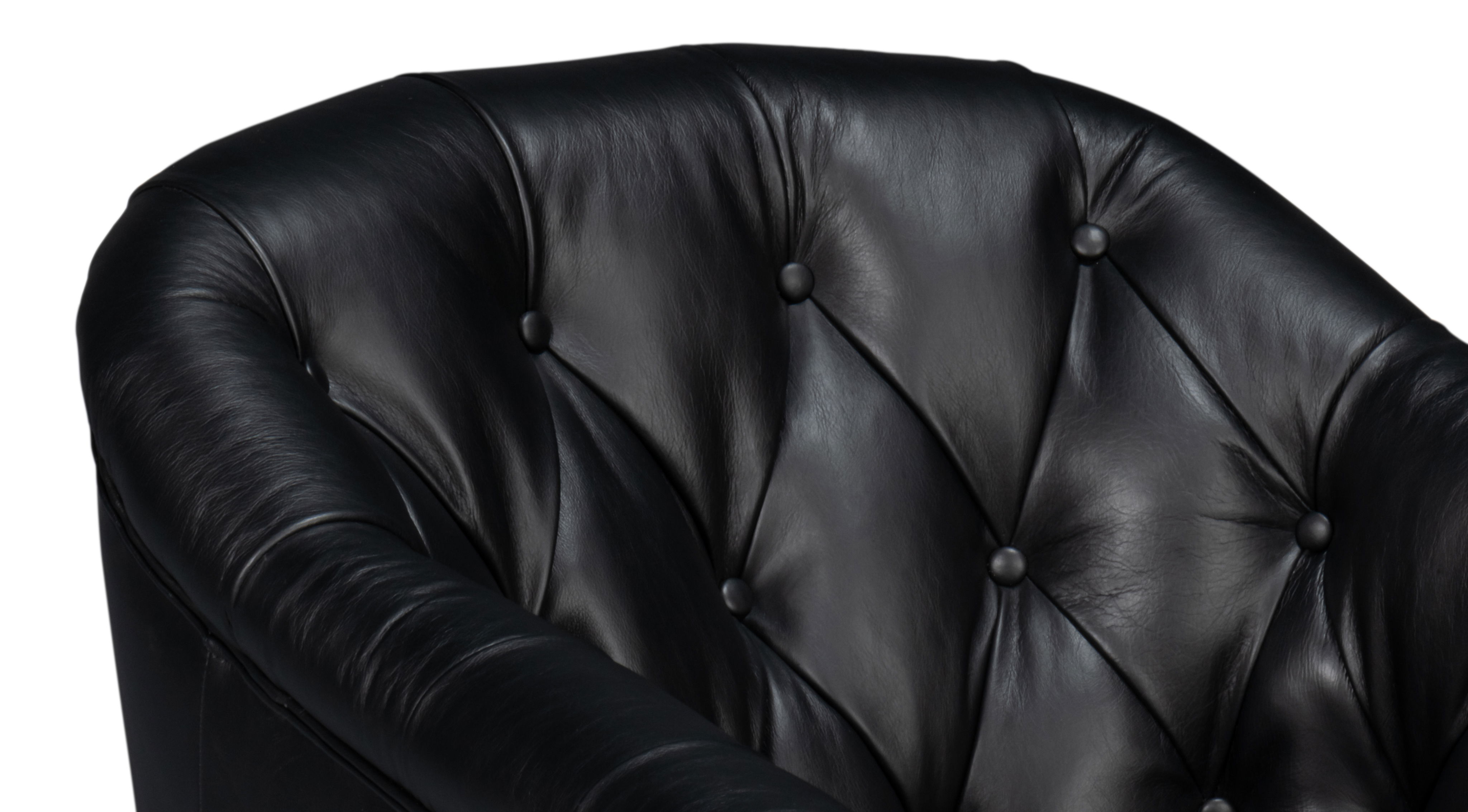Coolidge Leather Swivel Chair, Black, Seating by Sarreid, 30" length x 28" width x 31" height View 4