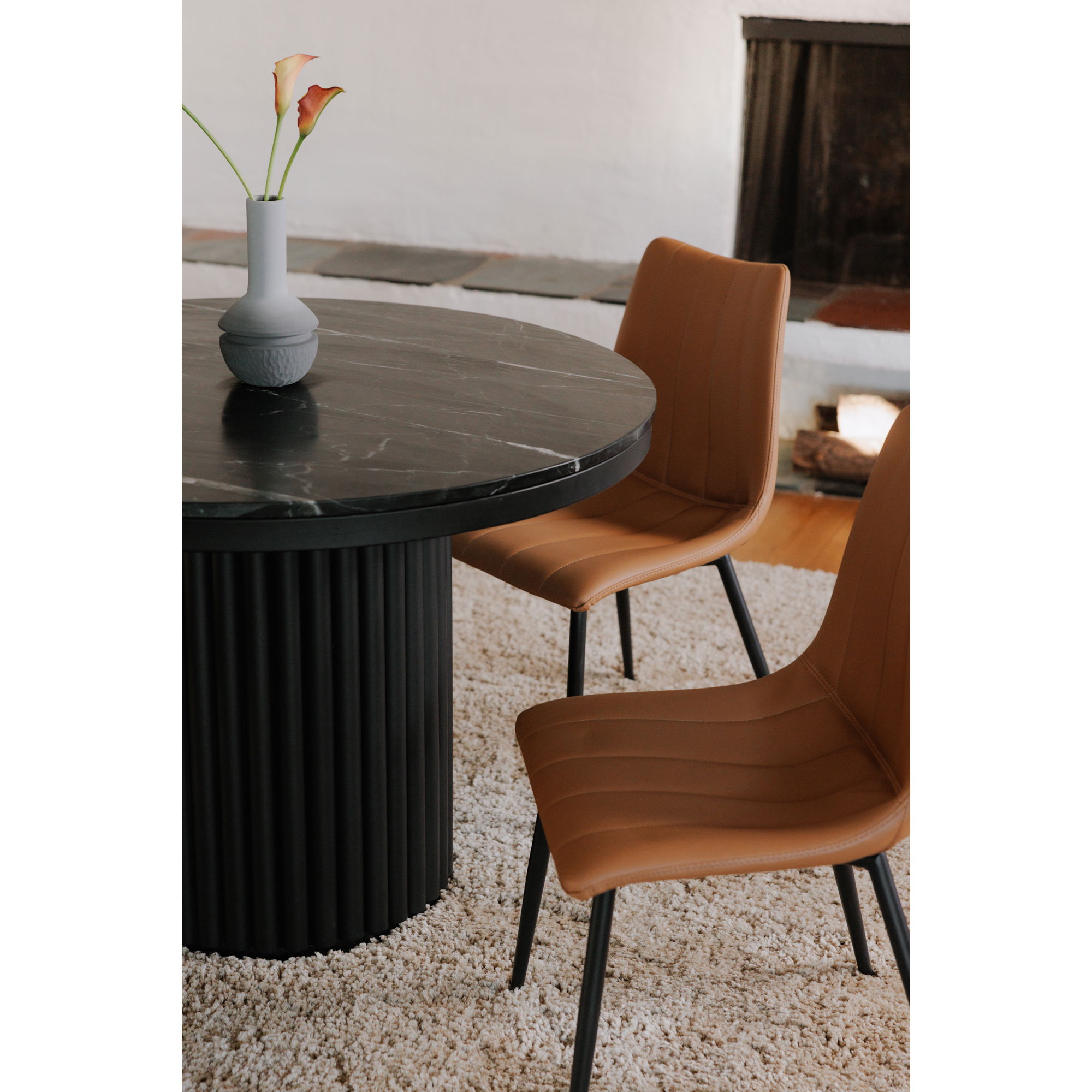 Tower Dining Table Black Marble large image 