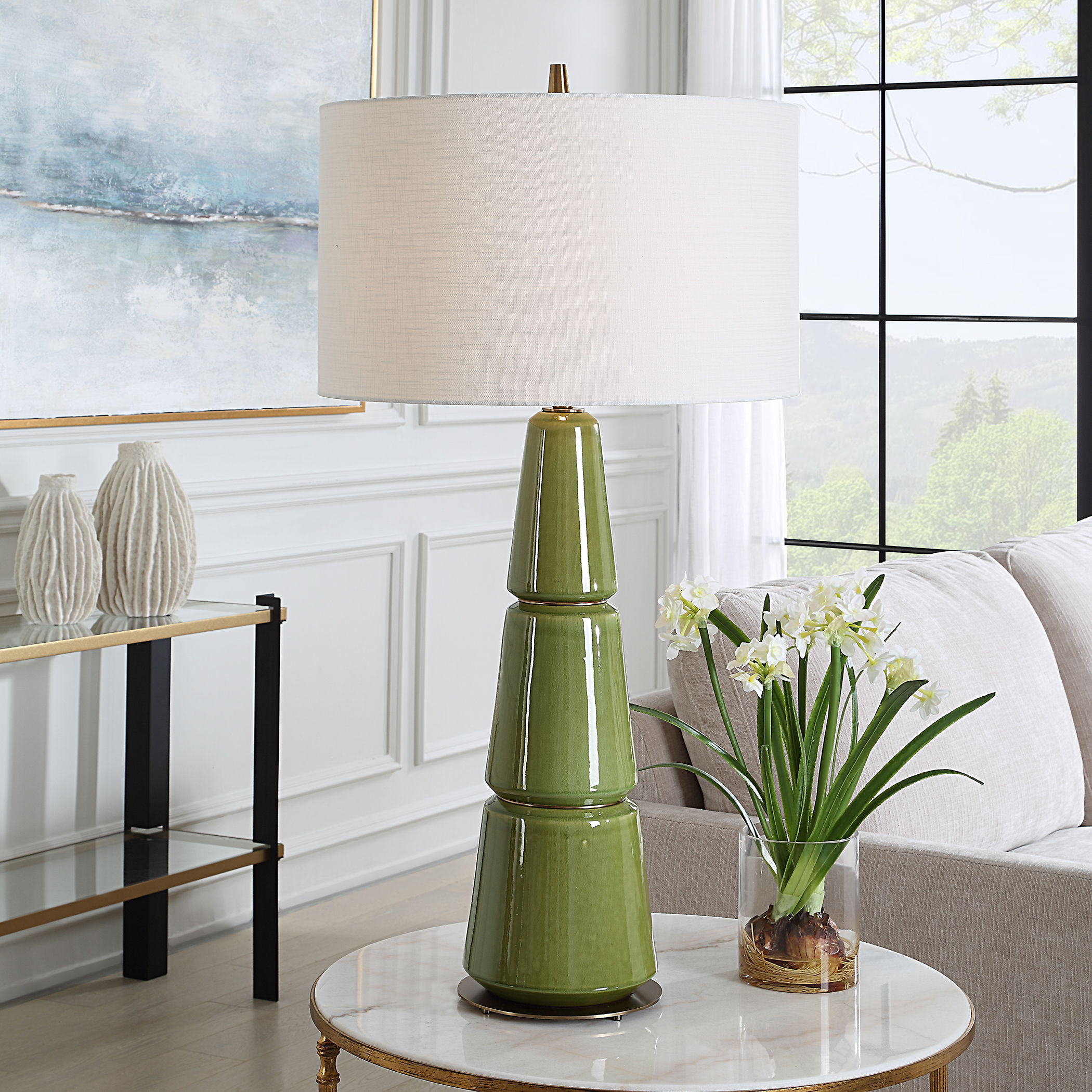 Mendell Moss Green Table Lamp large image 