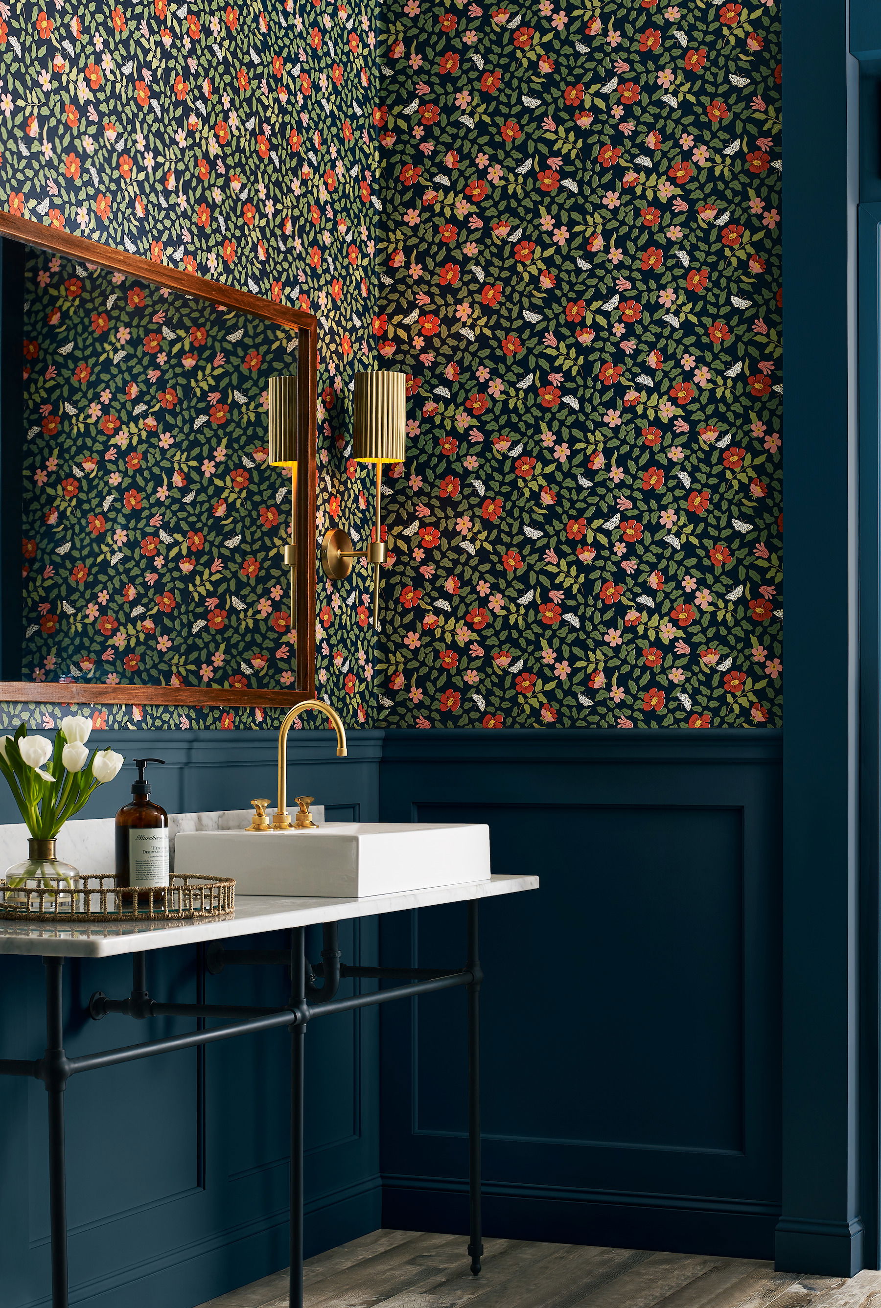 Primrose Rose & Navy Peel & Stick Wallpaper large image 