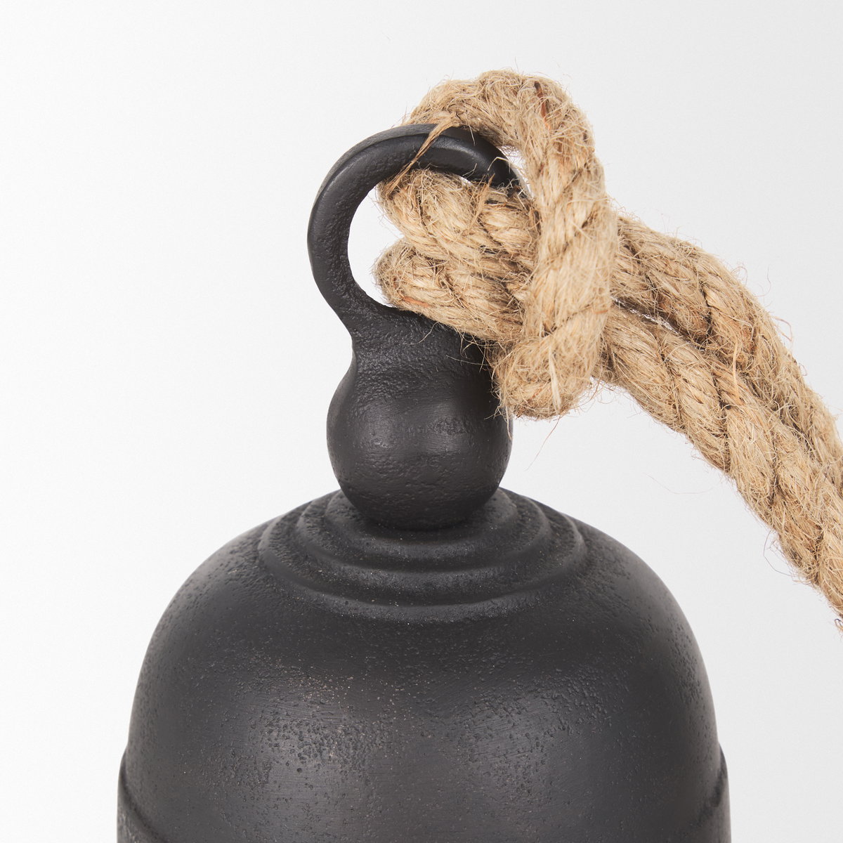 Quincy Small Matte Black Metal Decorative Bell Object, Decorative Object by Mercana, 3.5" length x 3.5" width x 6" height View 8