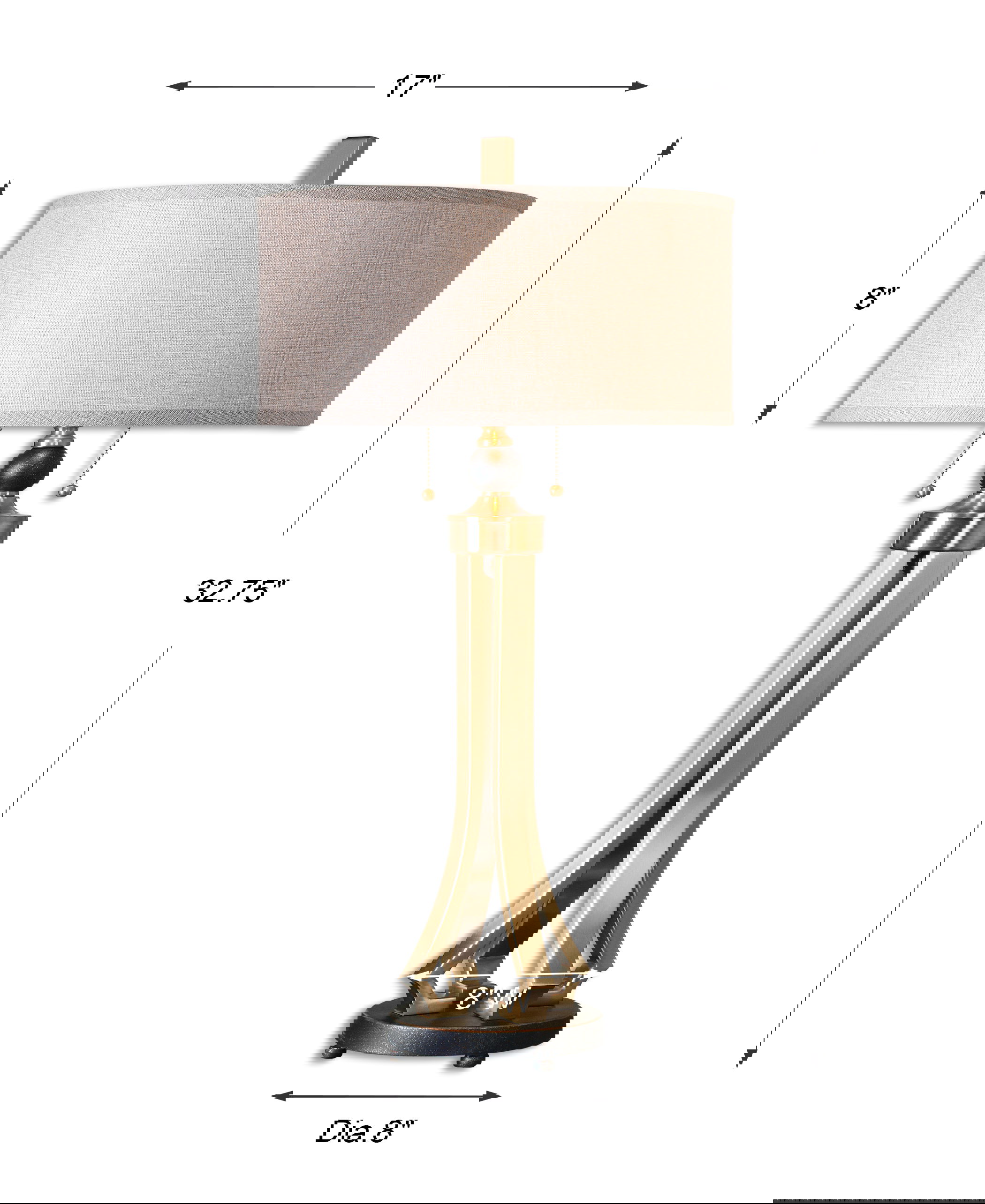 Selvino Brushed Brass Table Lamp, by Uttermost, 17" width x 32.75" height x 17" depth View 3