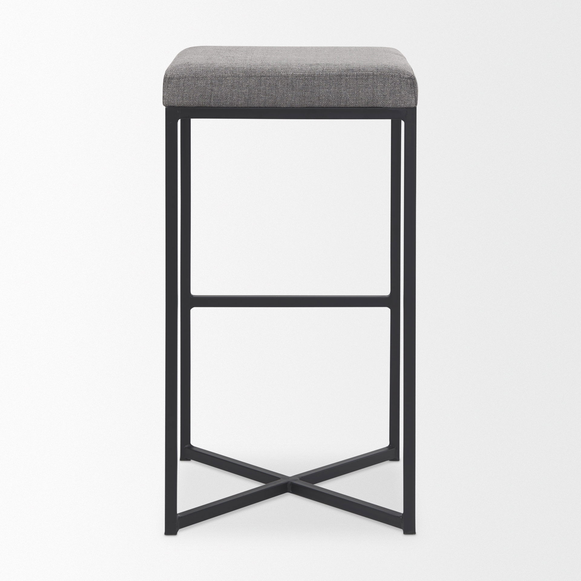 Frodo 16.5L x 16.5W x 29.75H Gray Fabric Seat with Black Iron Frame Bar Stool, Counter & Bar Stool by Mercana, 16.54" length x 16.54" width x 30.32" height View 5