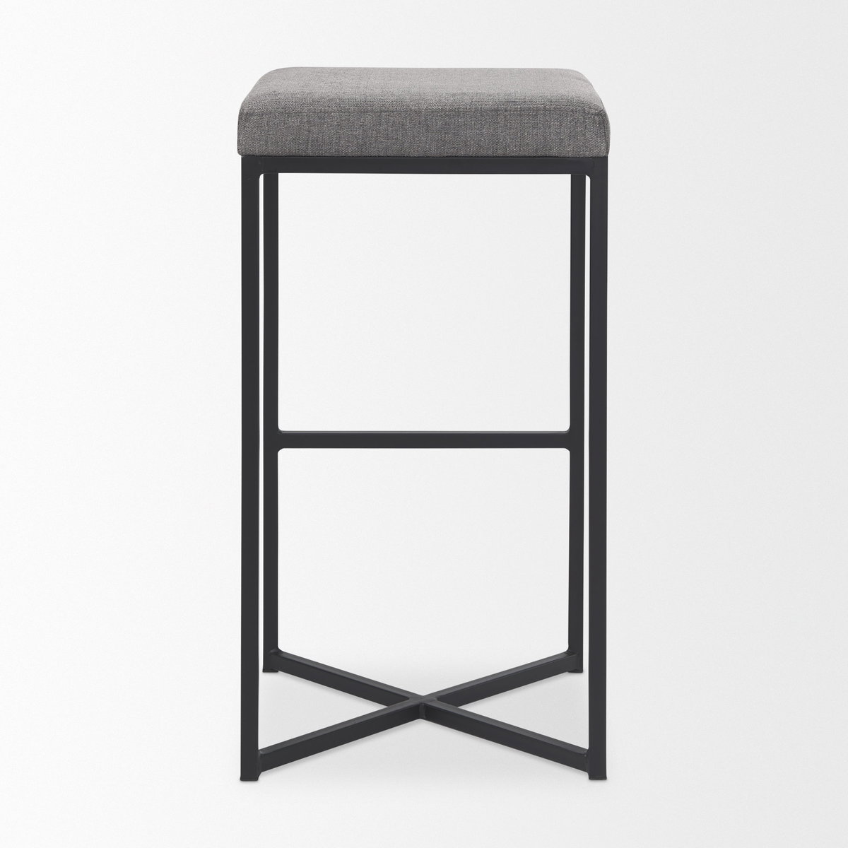 Frodo Backless 29.75in Seat Bar Stool | Gray Fabric with Black Iron, Counter & Bar Stool by Mercana, 16.54" length x 16.54" width x 30.32" height View 5